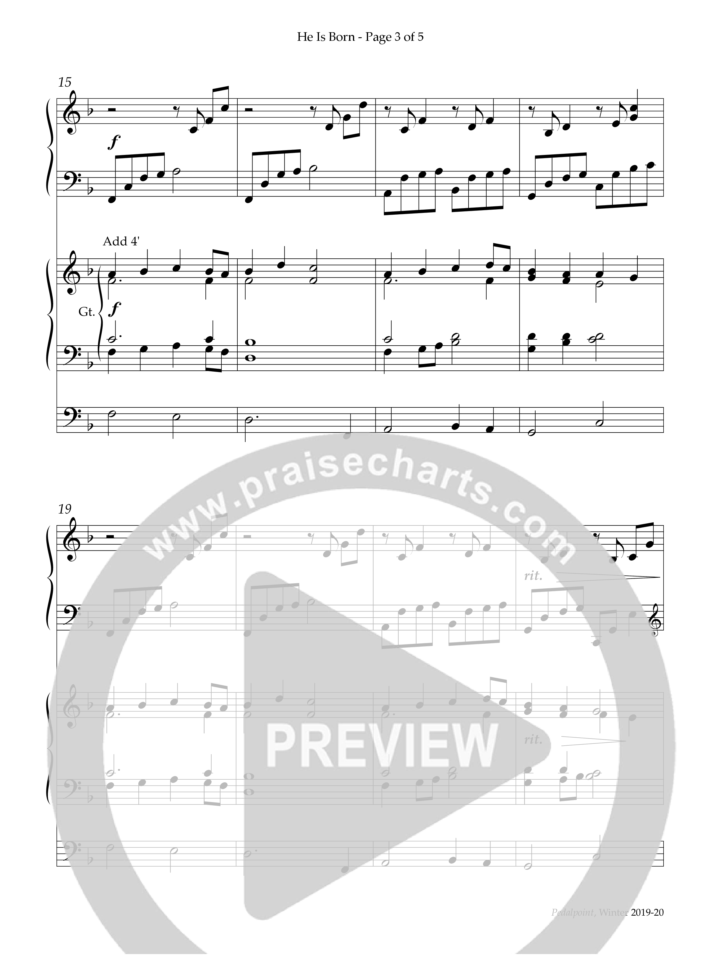 He Is Born (Instrumental) Piano-Organ (Lifeway Worship / Arr. Anna Laura Page)