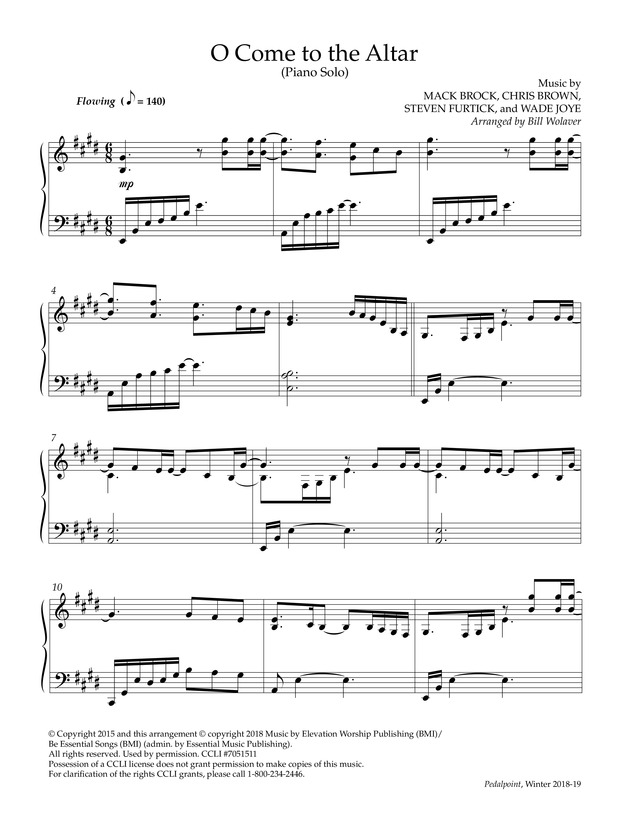 O Come To The Altar (Instrumental) Piano Solo (Lifeway Worship / Arr. Bill Wolaver)