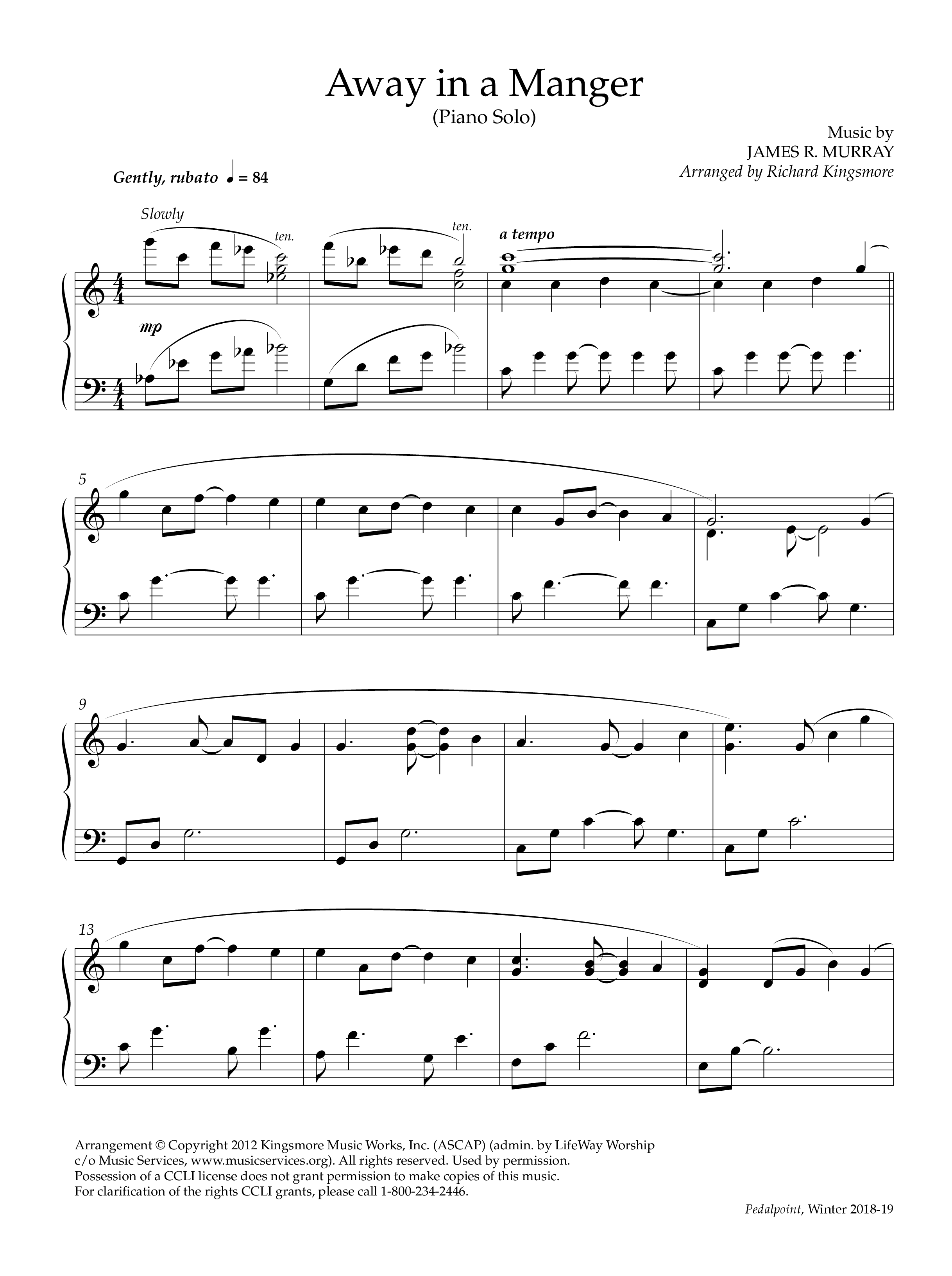 Away In A Manger (Instrumental) Piano Solo (Lifeway Worship / Arr. Richard Kingsmore)