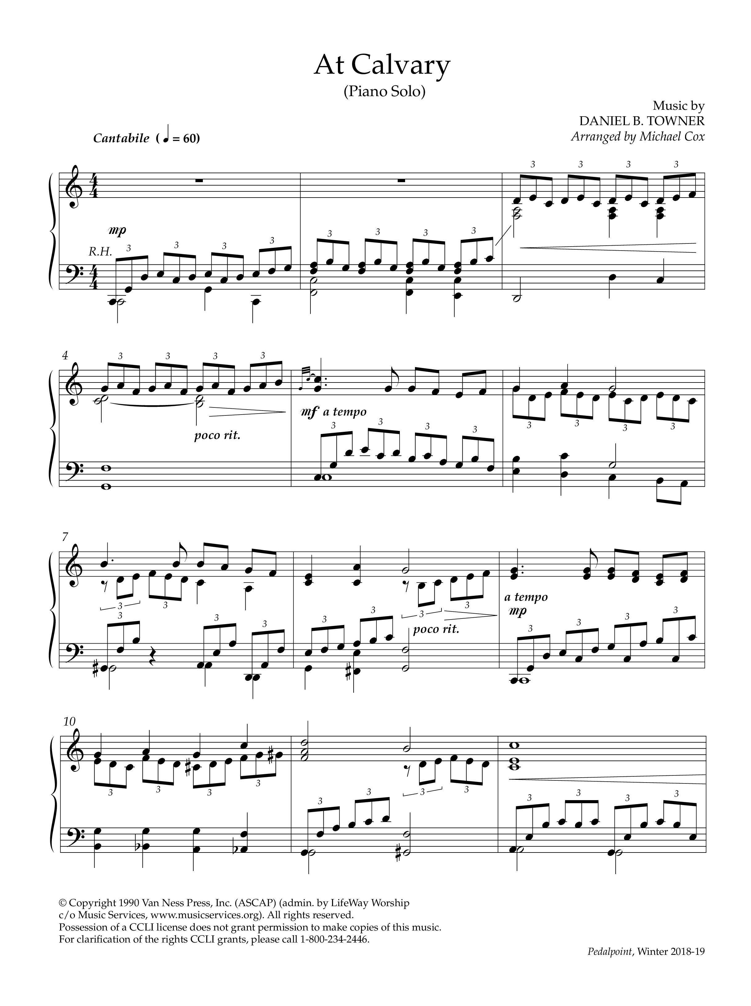 At Calvary (Instrumental) Piano Solo (Lifeway Worship / Arr. Michael Cox)