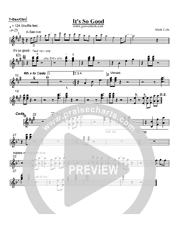 It's So Good Tenor Sax/Clarinet (Mark Cole)