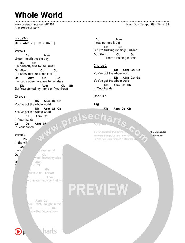 Whole World Chords & Lyrics (Kim Walker-Smith)