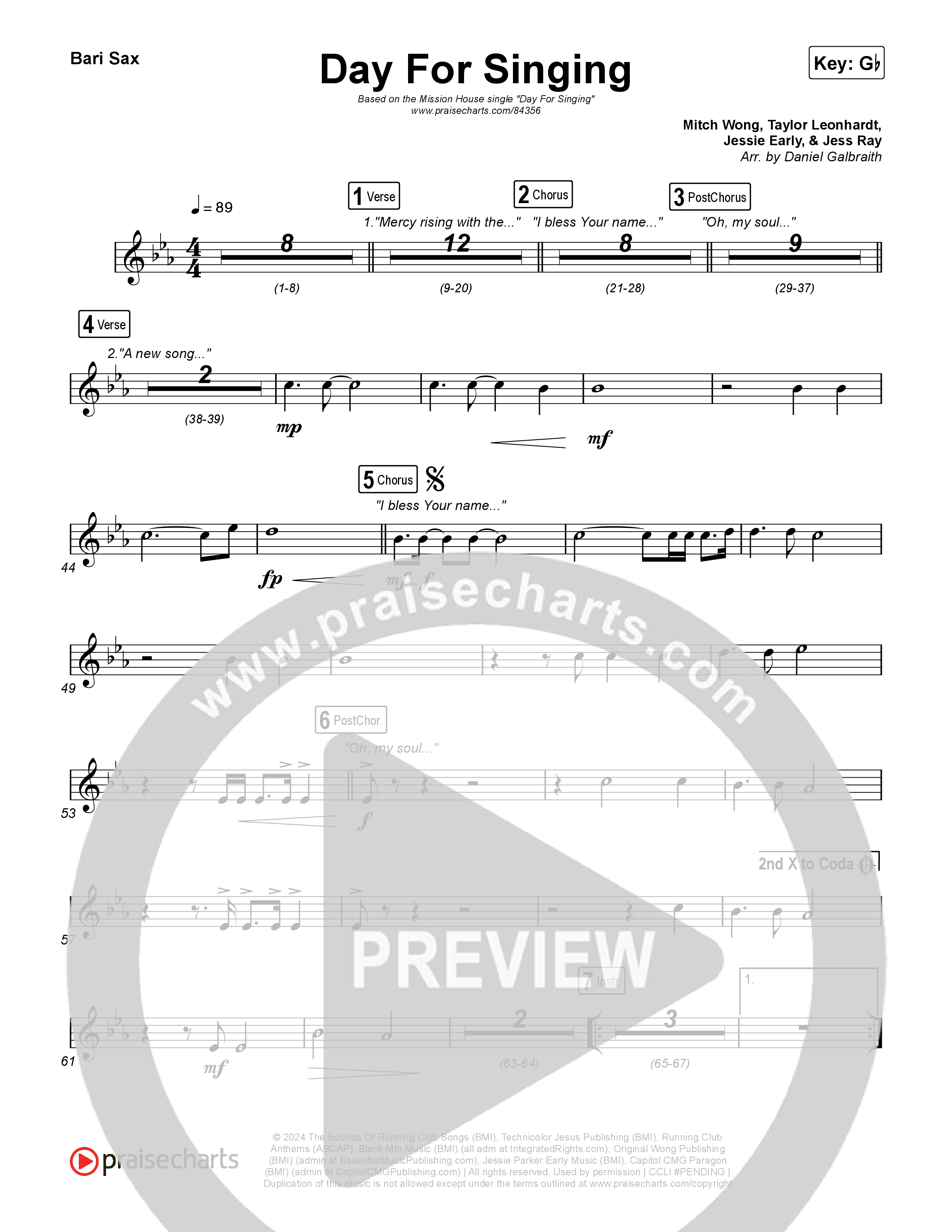 Day For Singing (Live) Bari Sax (Mission House)