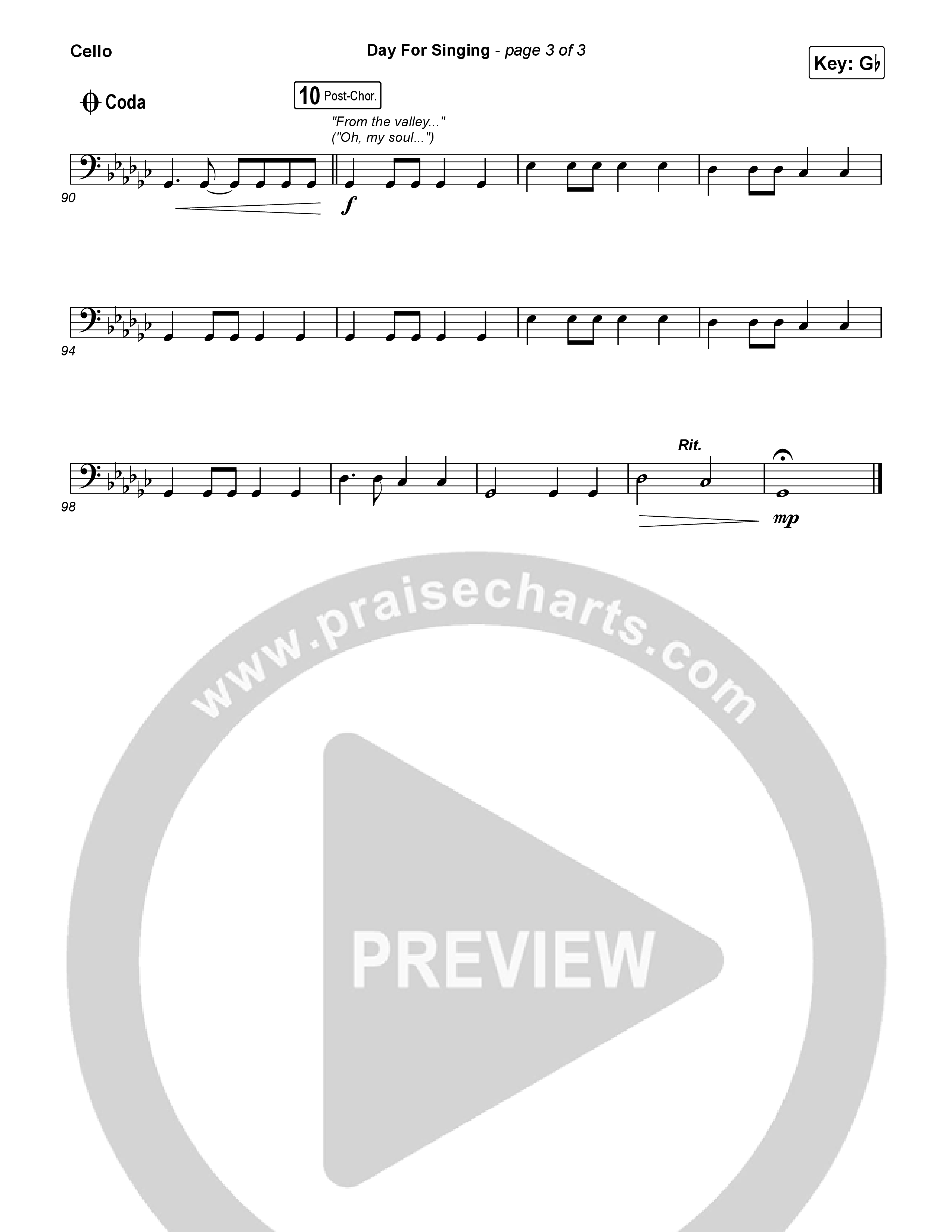 Day For Singing (Live) Cello (Mission House)