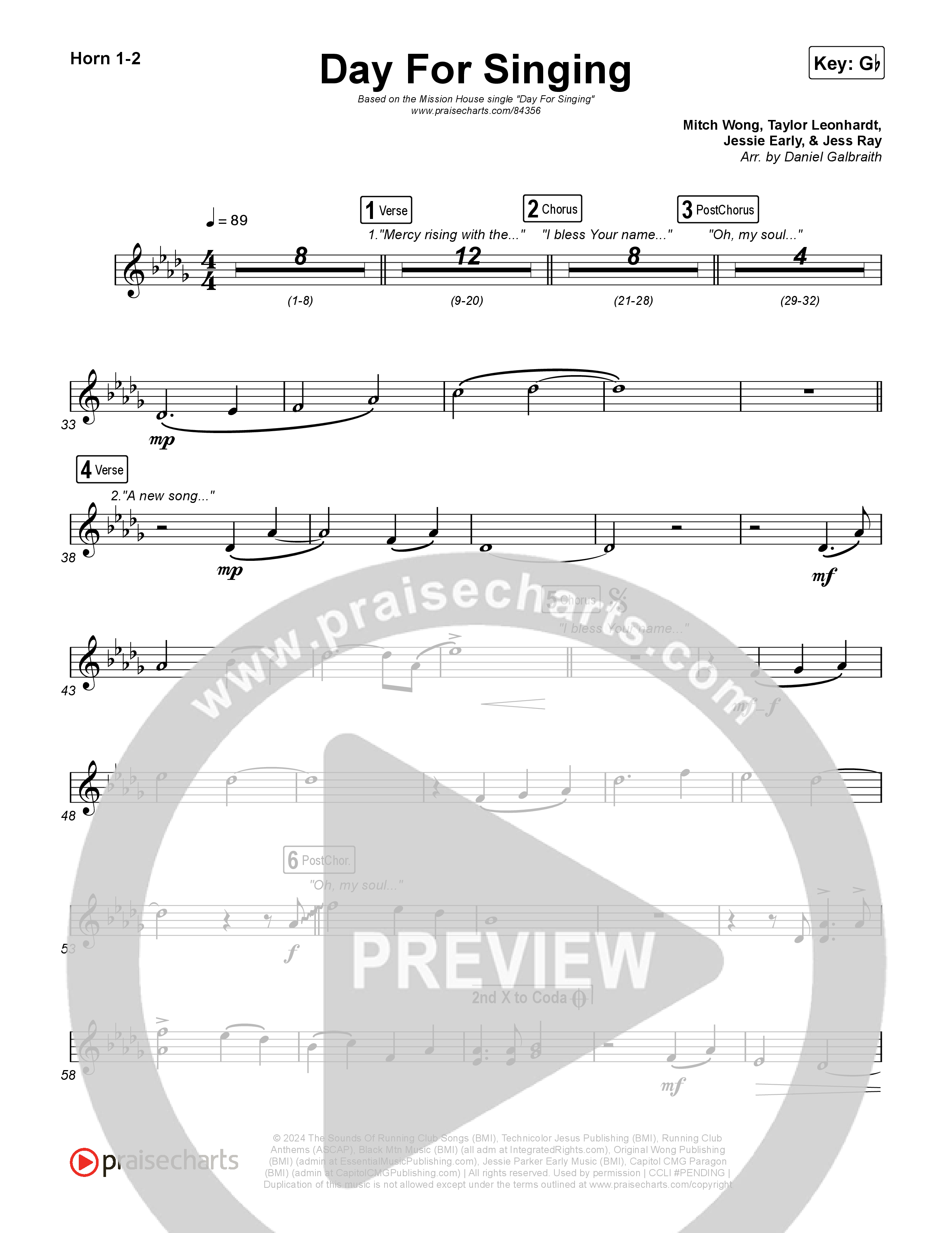 Day For Singing (Live) French Horn 1,2 (Mission House)