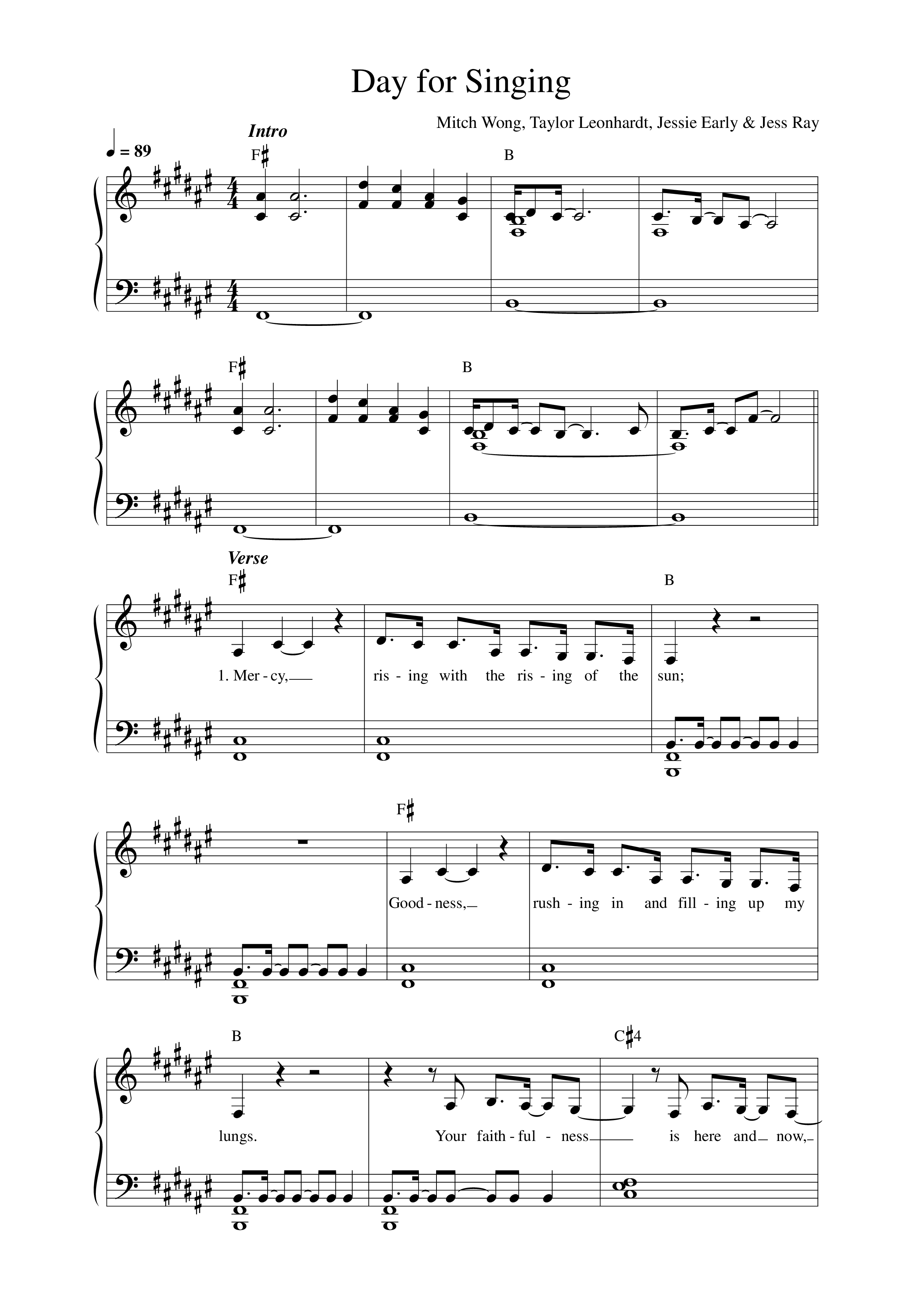 Day For Singing (Live) Lead Sheet (Mel) (Mission House)