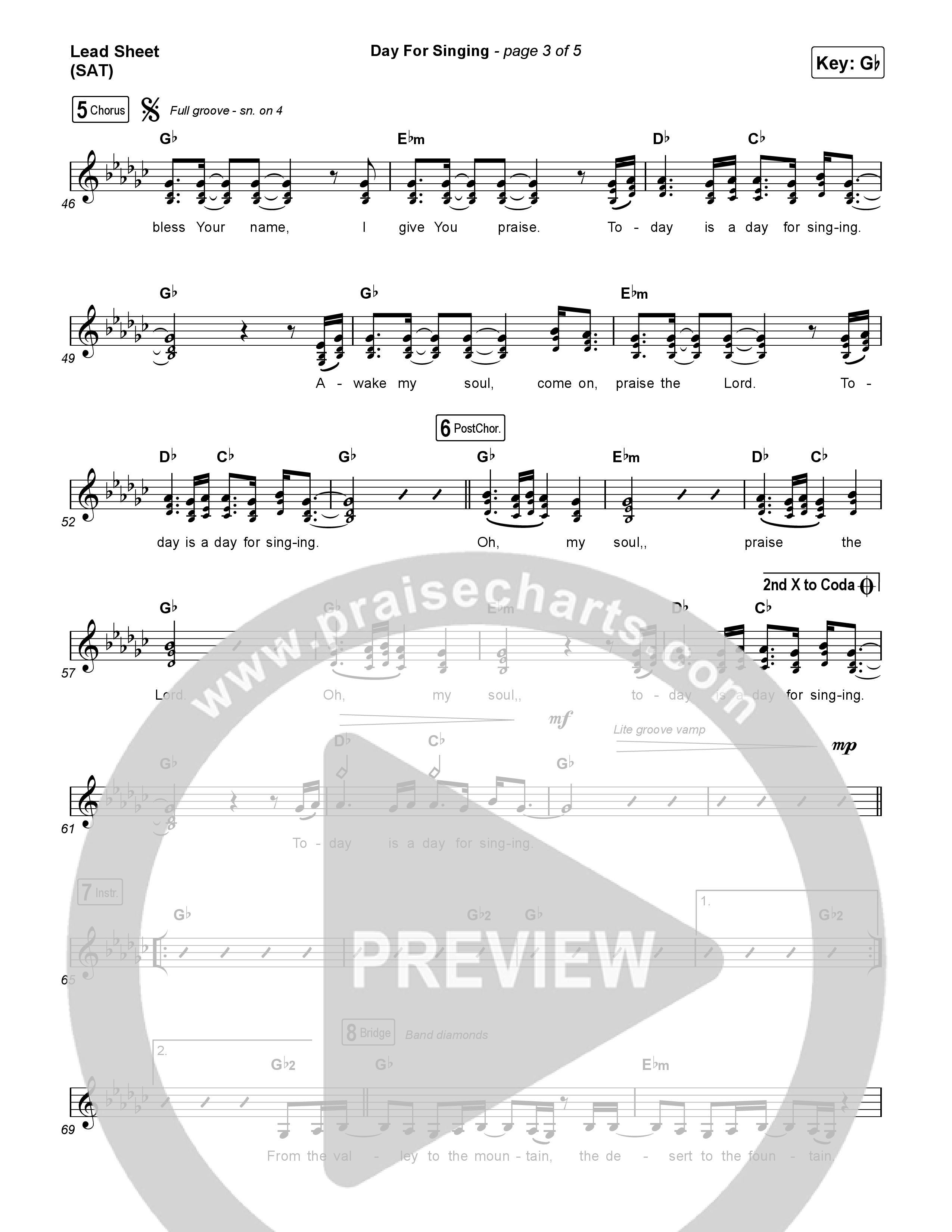 Day For Singing (Live) Lead Sheet (SAT) (Mission House)