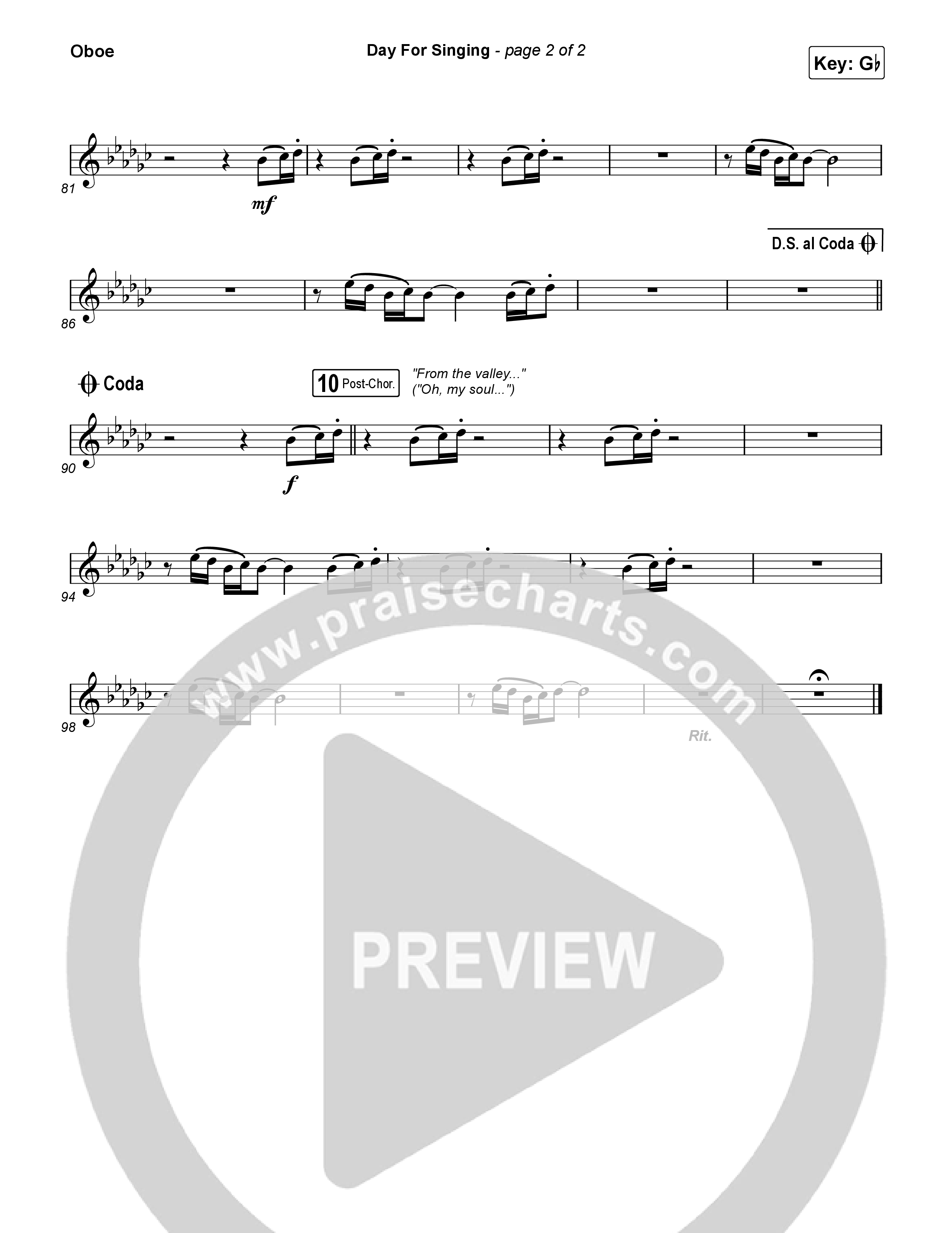 Day For Singing (Live) Oboe (Mission House)