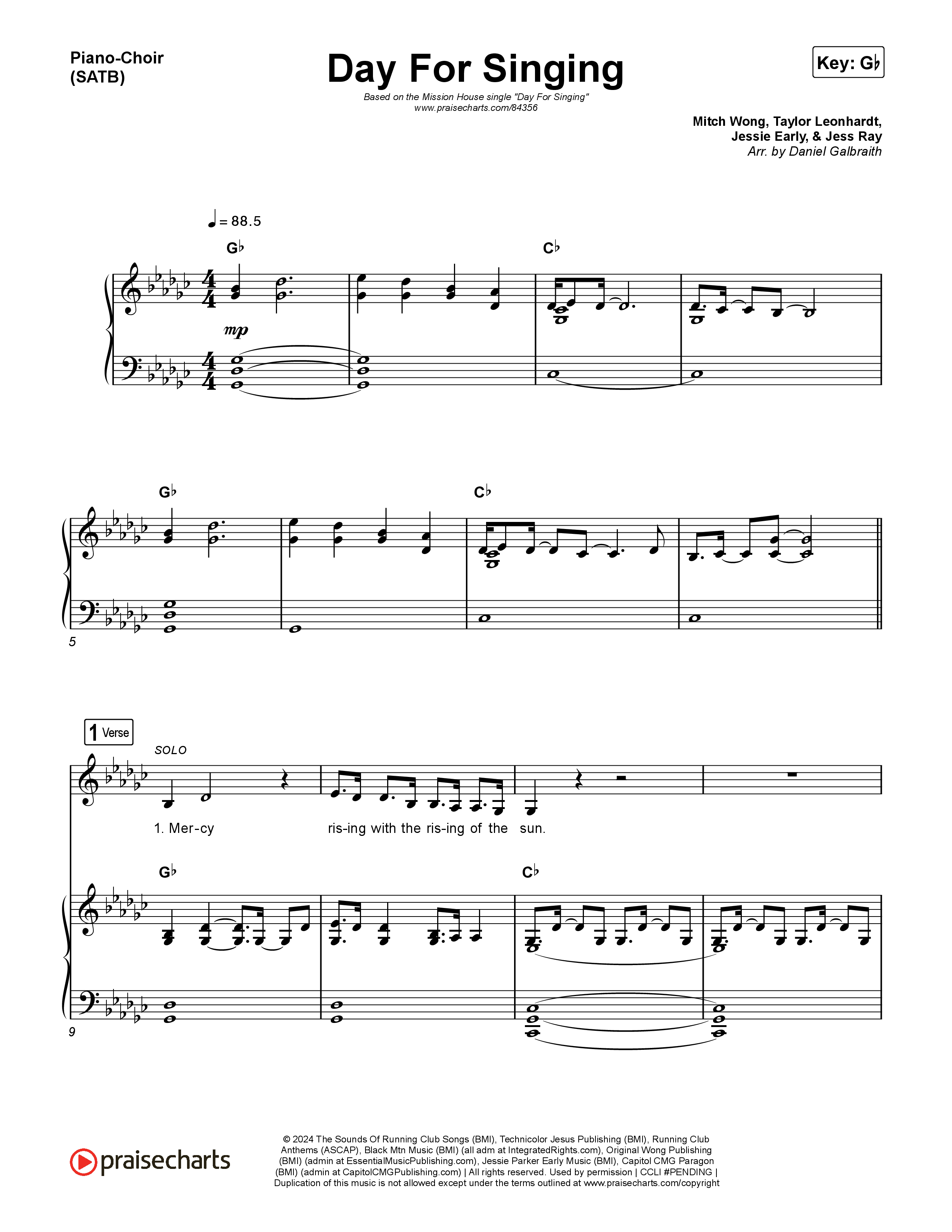 Day For Singing (Live) Piano/Vocal Pack (Mission House)