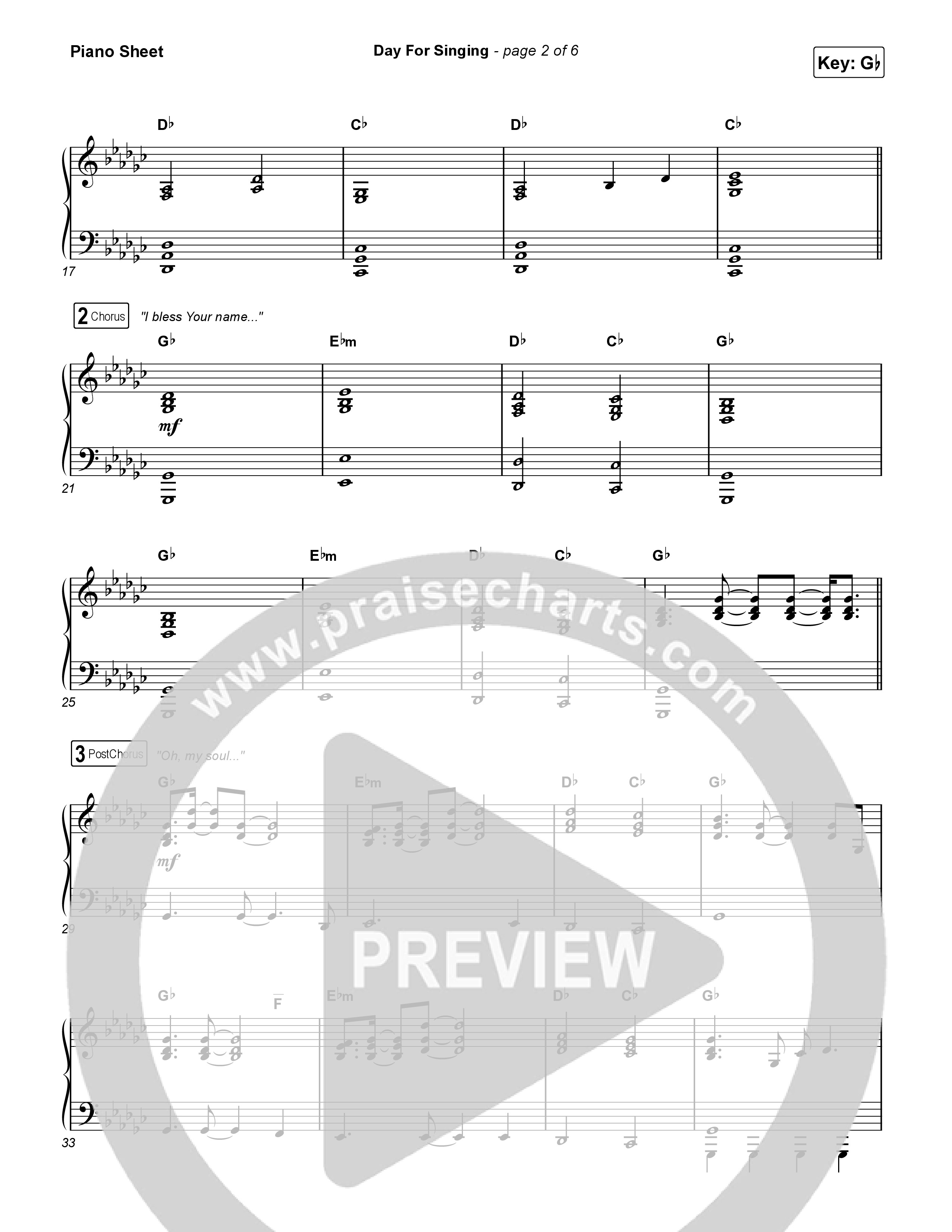 Day For Singing (Live) Piano Sheet (Mission House)