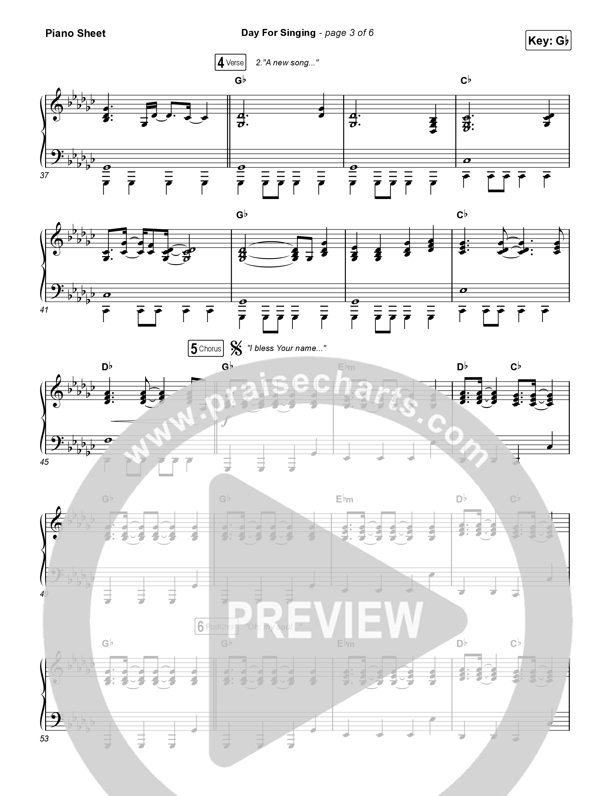 Day For Singing (Live) Piano Sheet (Mission House)