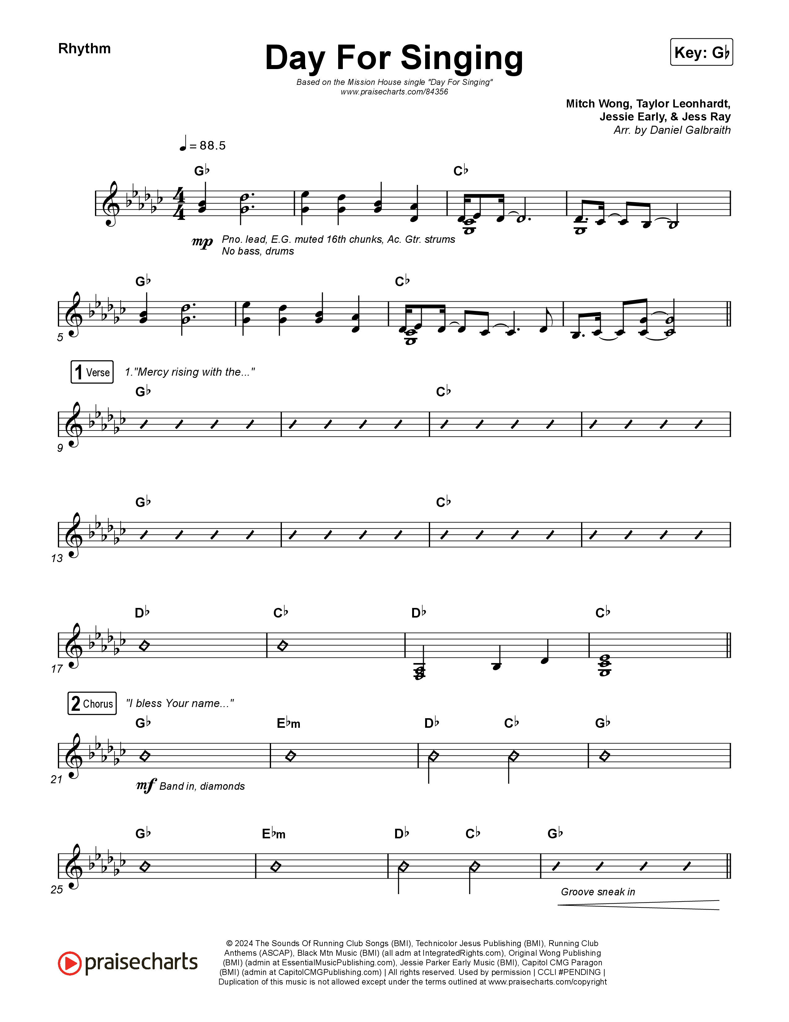 Day For Singing (Live) Rhythm Chart (Mission House)