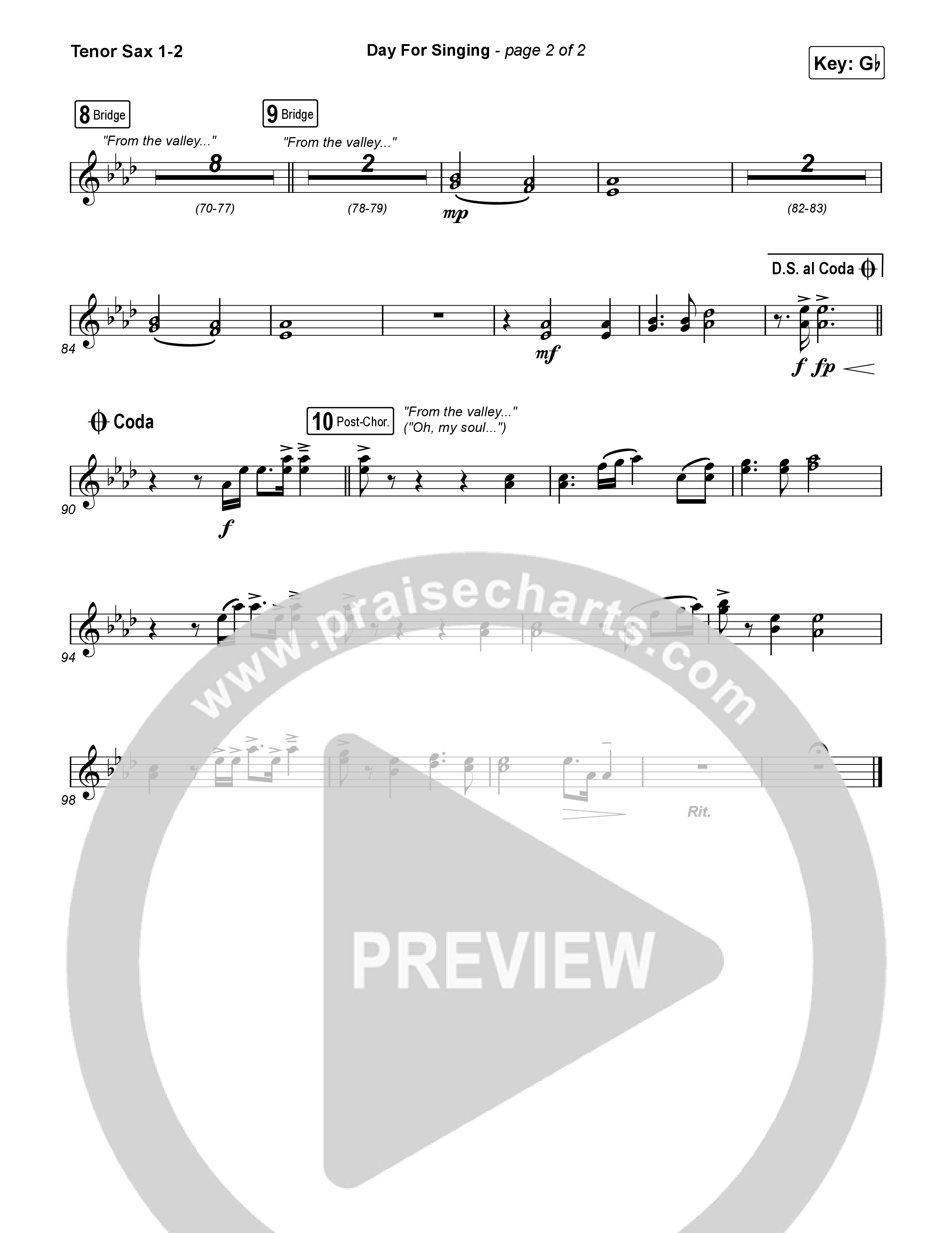 Day For Singing (Live) Tenor Sax 1,2 (Mission House)