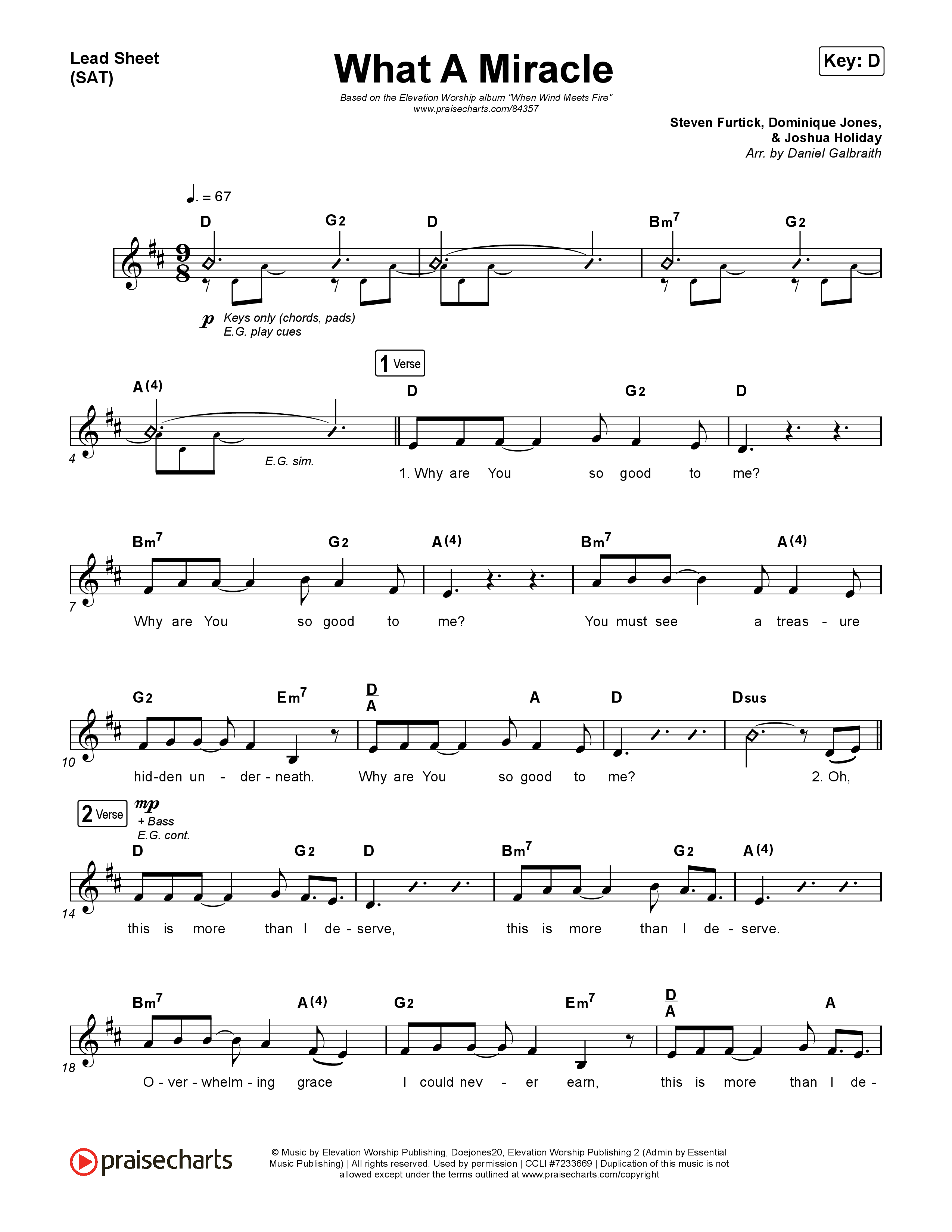 What A Miracle Lead Sheet (SAT) (Elevation Worship / Chris Brown / Leeland Mooring)