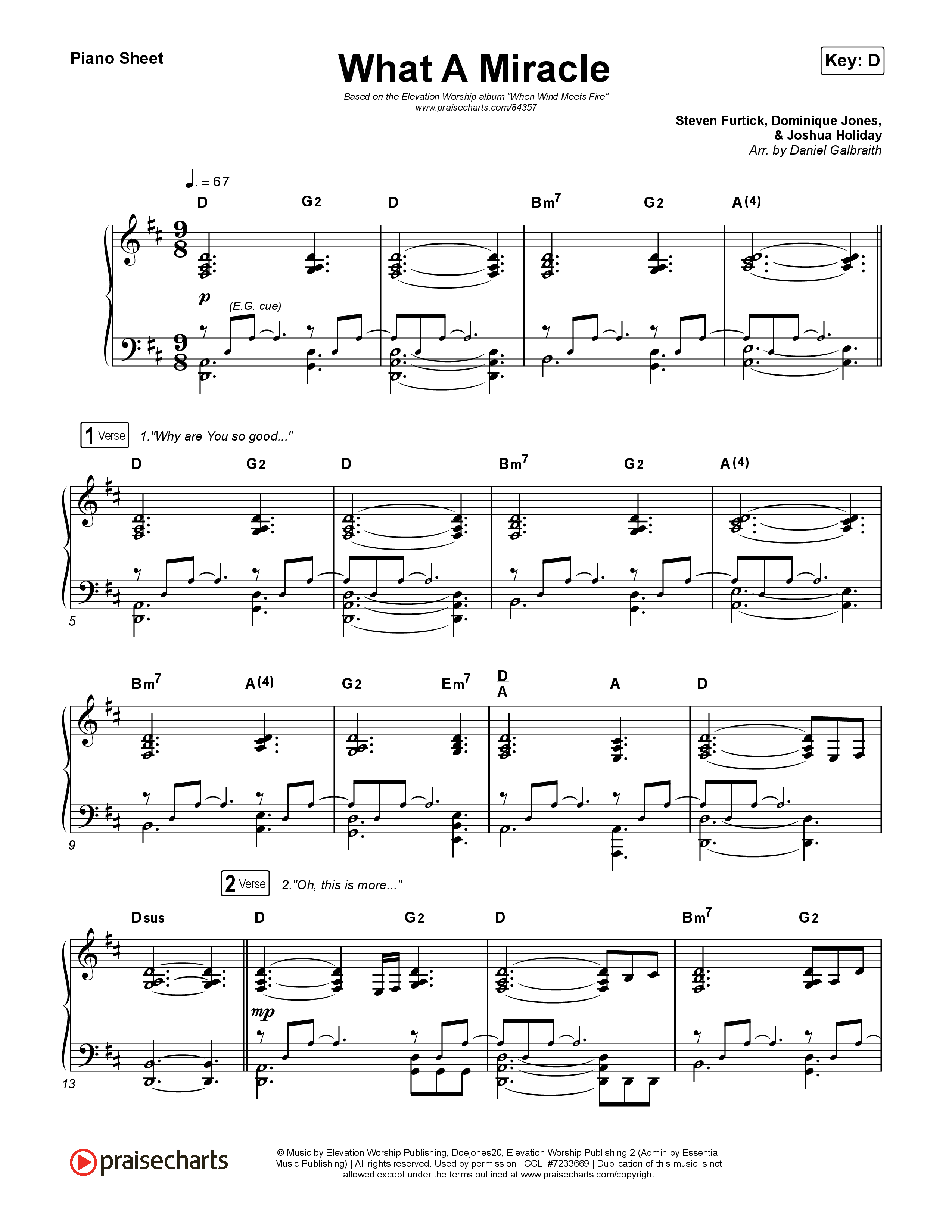 What A Miracle Piano Sheet (Elevation Worship / Chris Brown / Leeland Mooring)