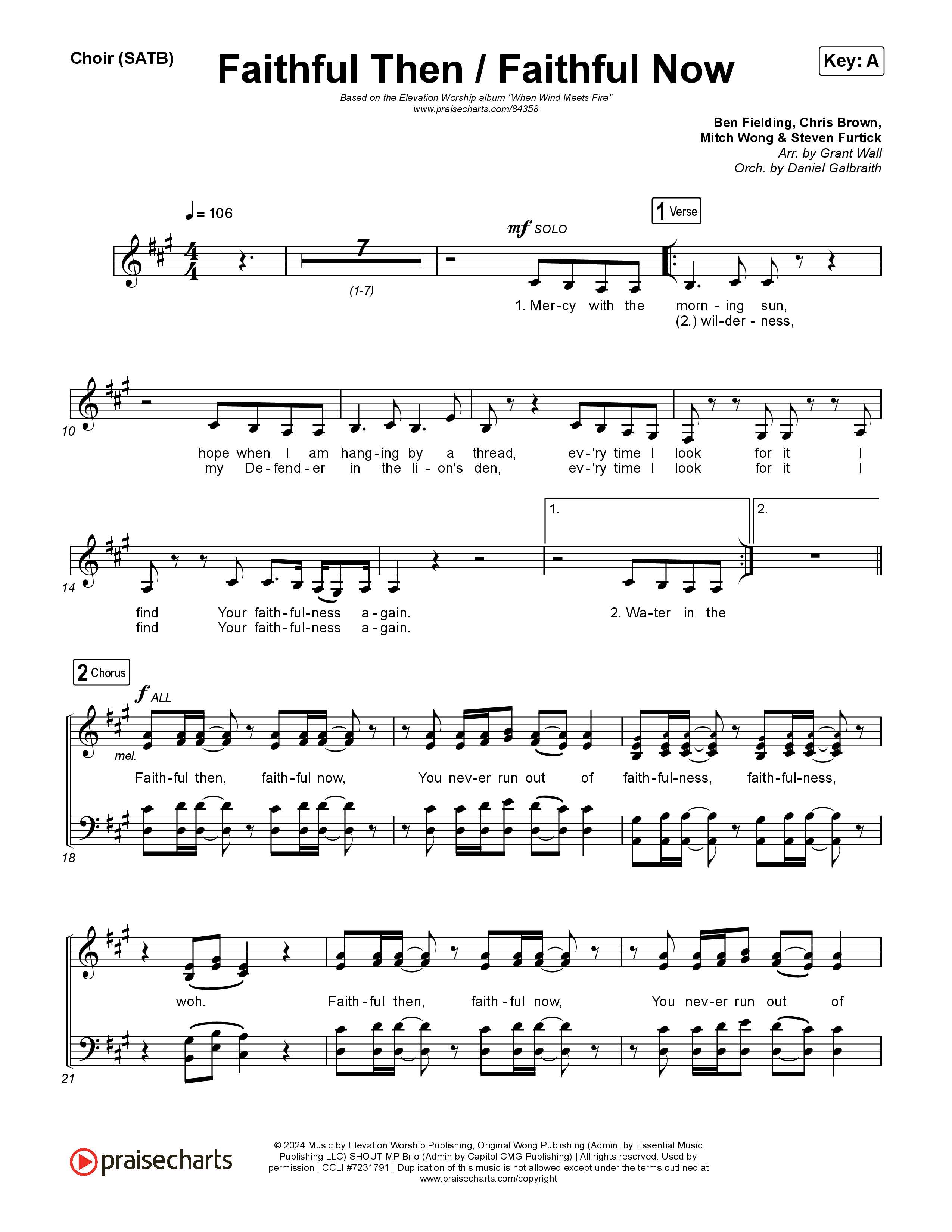 Faithful Then / Faithful Now Choir Sheet (SATB) (Elevation Worship / Chris Brown)