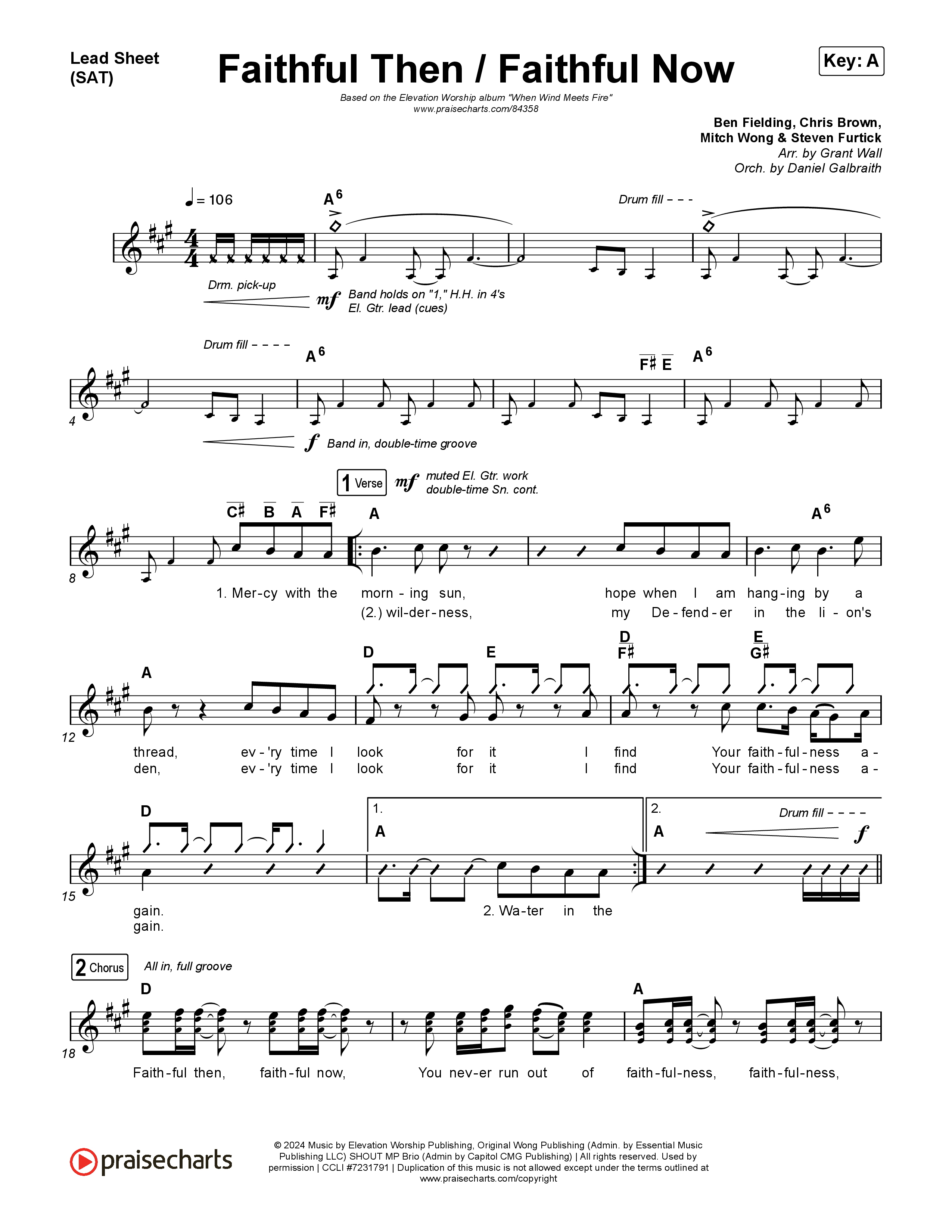 Faithful Then / Faithful Now Lead Sheet (SAT) (Elevation Worship / Chris Brown)