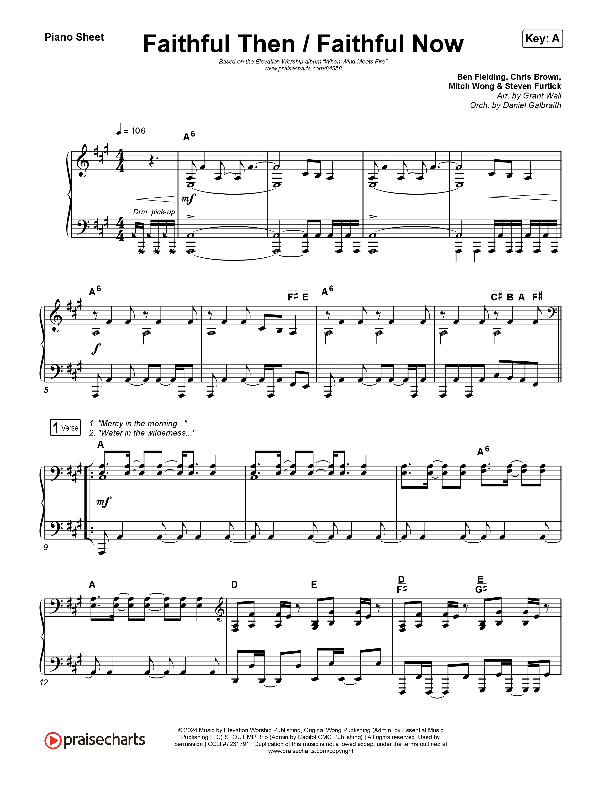Faithful Then / Faithful Now Piano Sheet (Elevation Worship / Chris Brown)