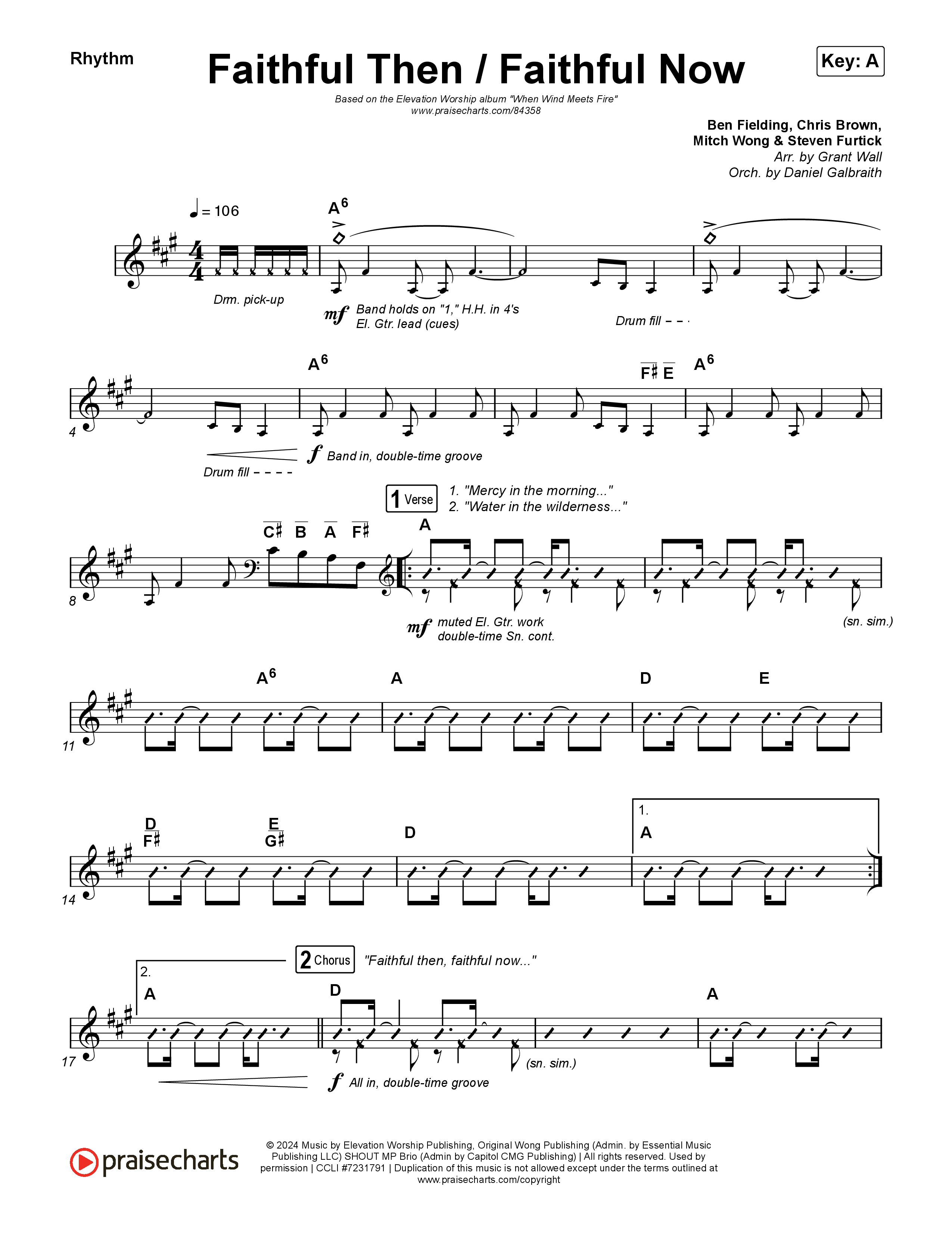 Faithful Then / Faithful Now Rhythm Chart (Elevation Worship / Chris Brown)