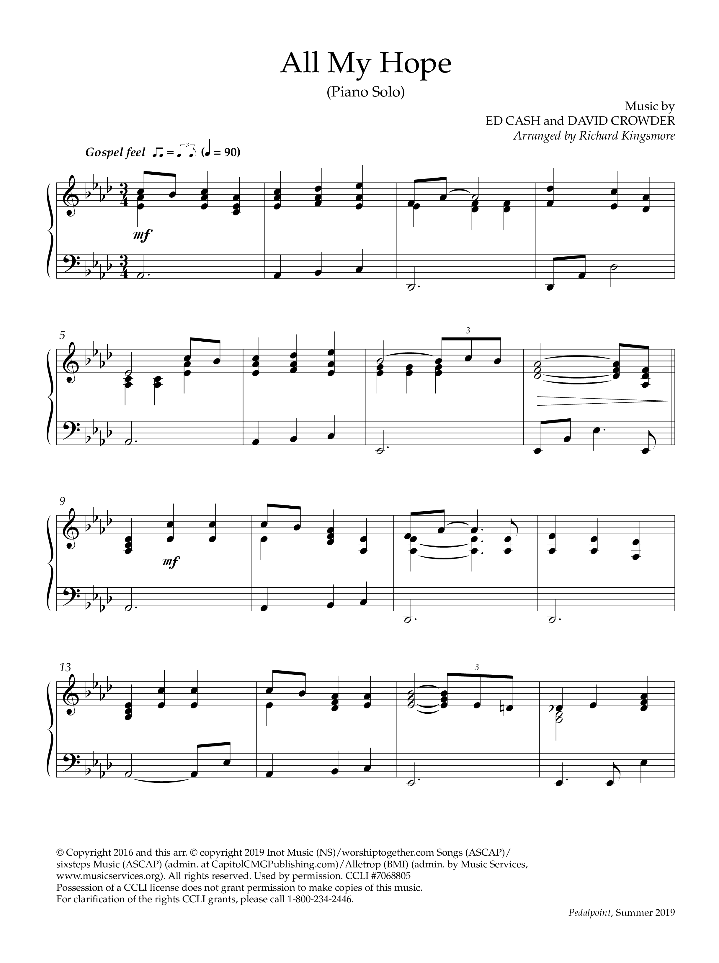 All My Hope (Instrumental) Piano Solo (Lifeway Worship / Arr. Richard Kingsmore)