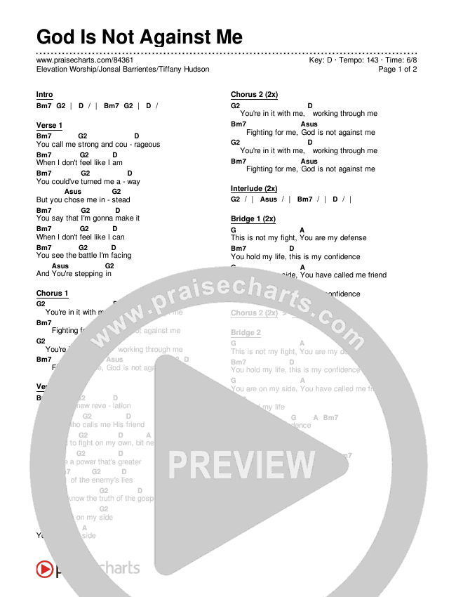 God Is Not Against Me Chords & Lyrics (Elevation Worship / Jonsal Barrientes / Tiffany Hudson)