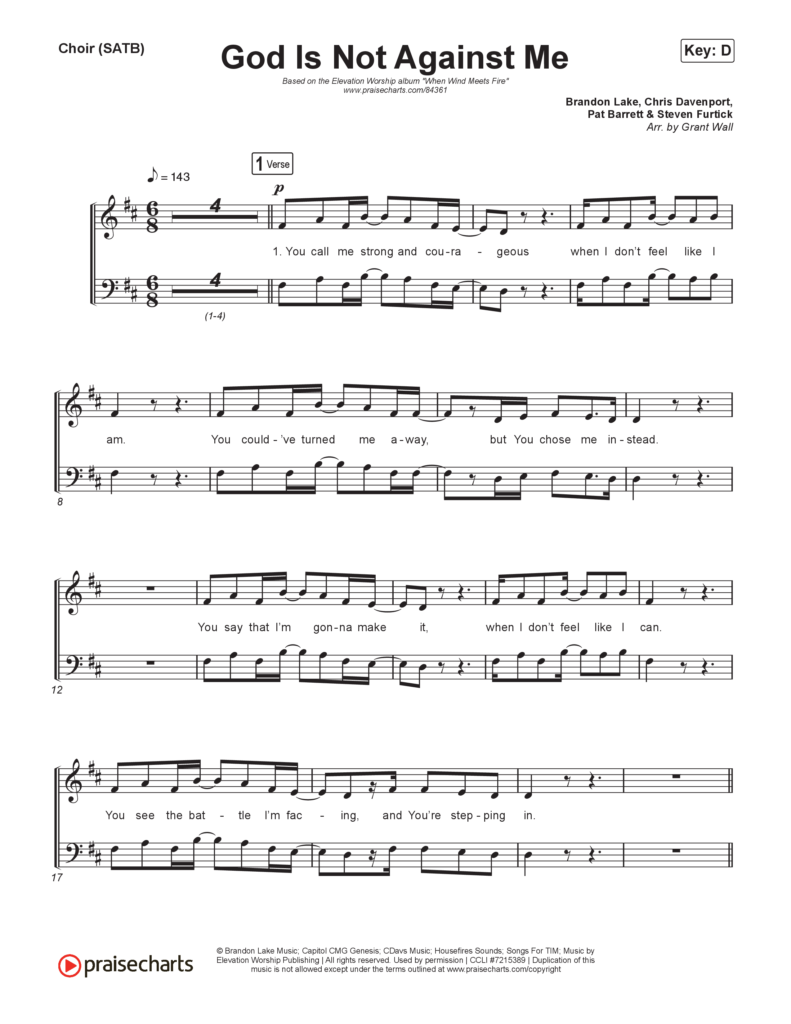 God Is Not Against Me Choir Sheet (SATB) (Elevation Worship / Jonsal Barrientes / Tiffany Hudson)