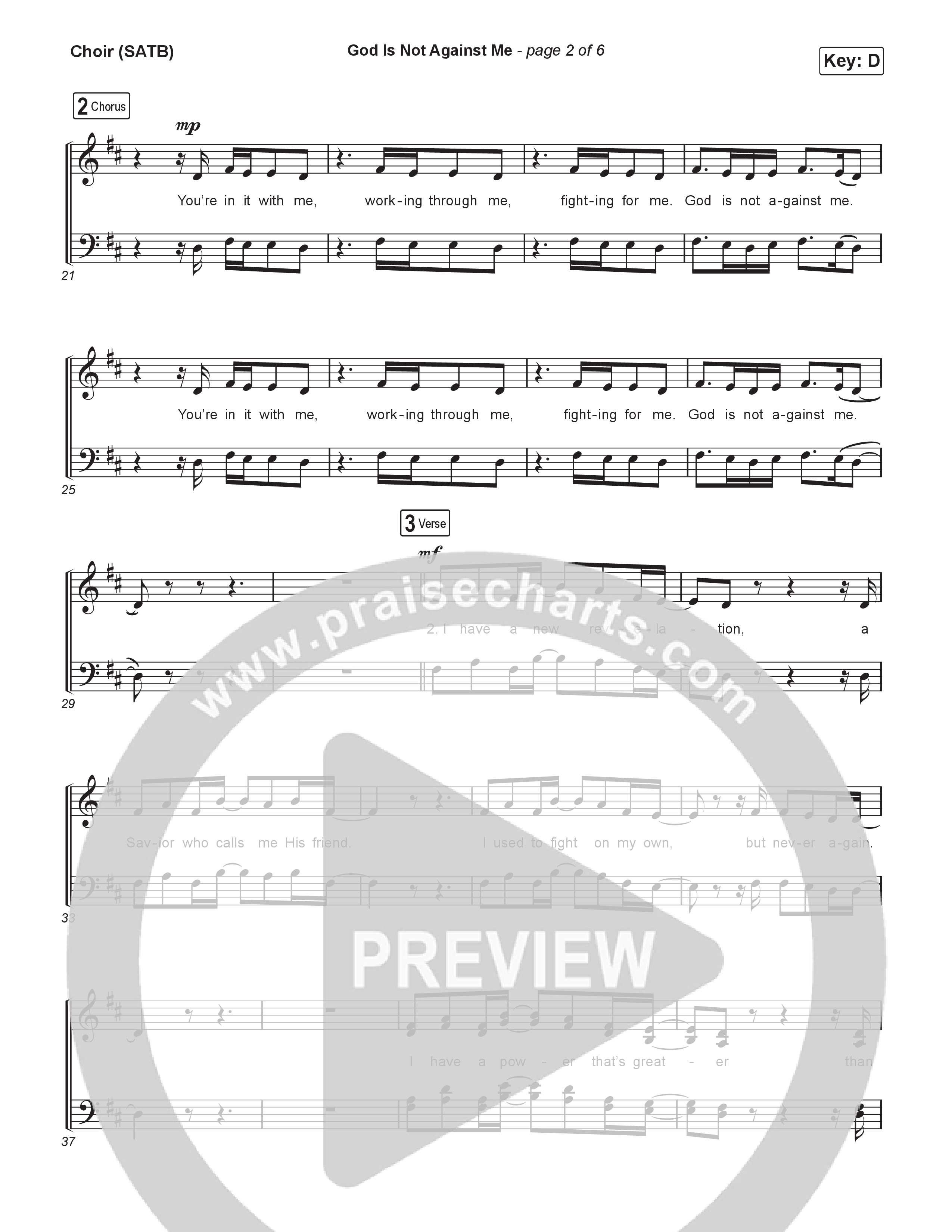 God Is Not Against Me Choir Sheet (SATB) (Elevation Worship / Jonsal Barrientes / Tiffany Hudson)