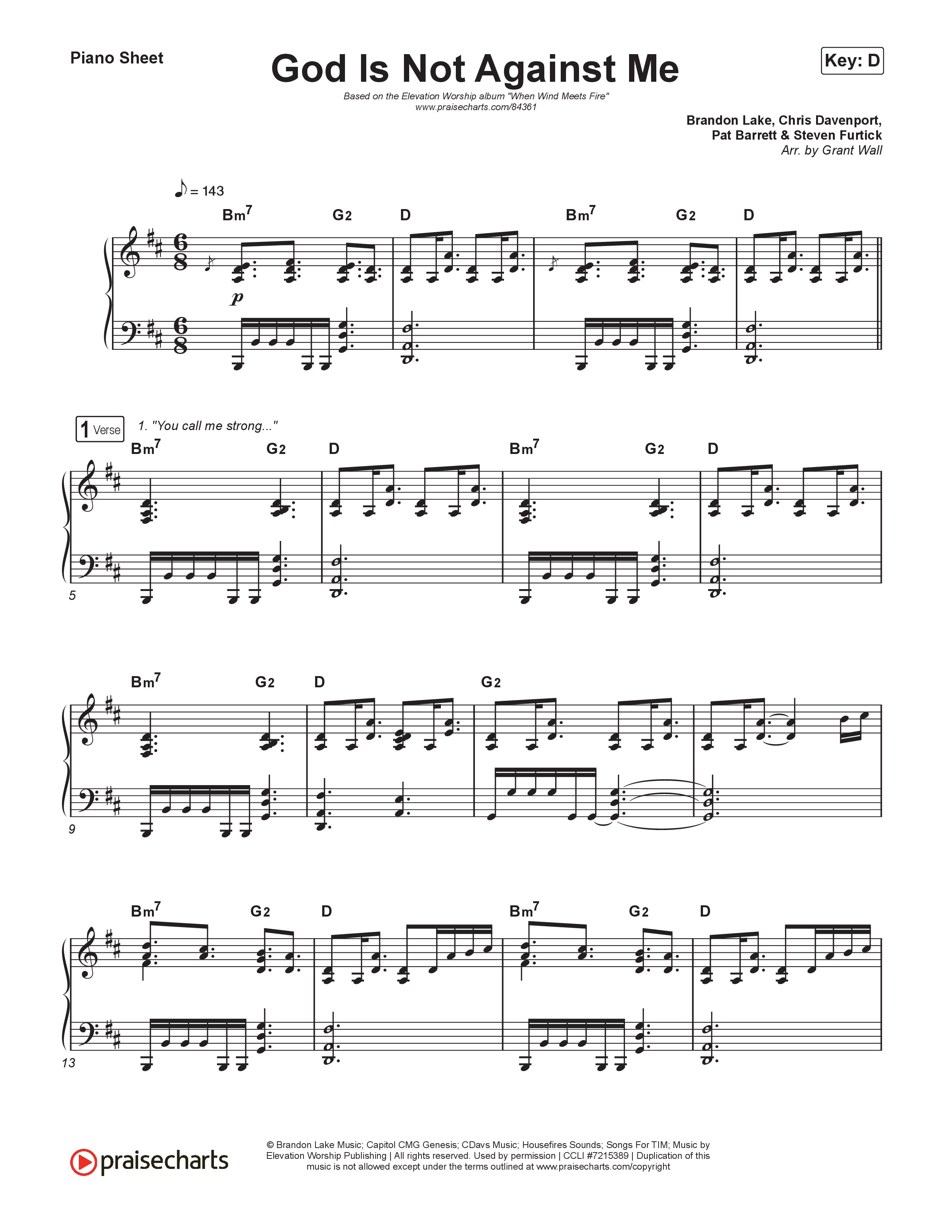 God Is Not Against Me Piano Sheet (Elevation Worship / Jonsal Barrientes / Tiffany Hudson)