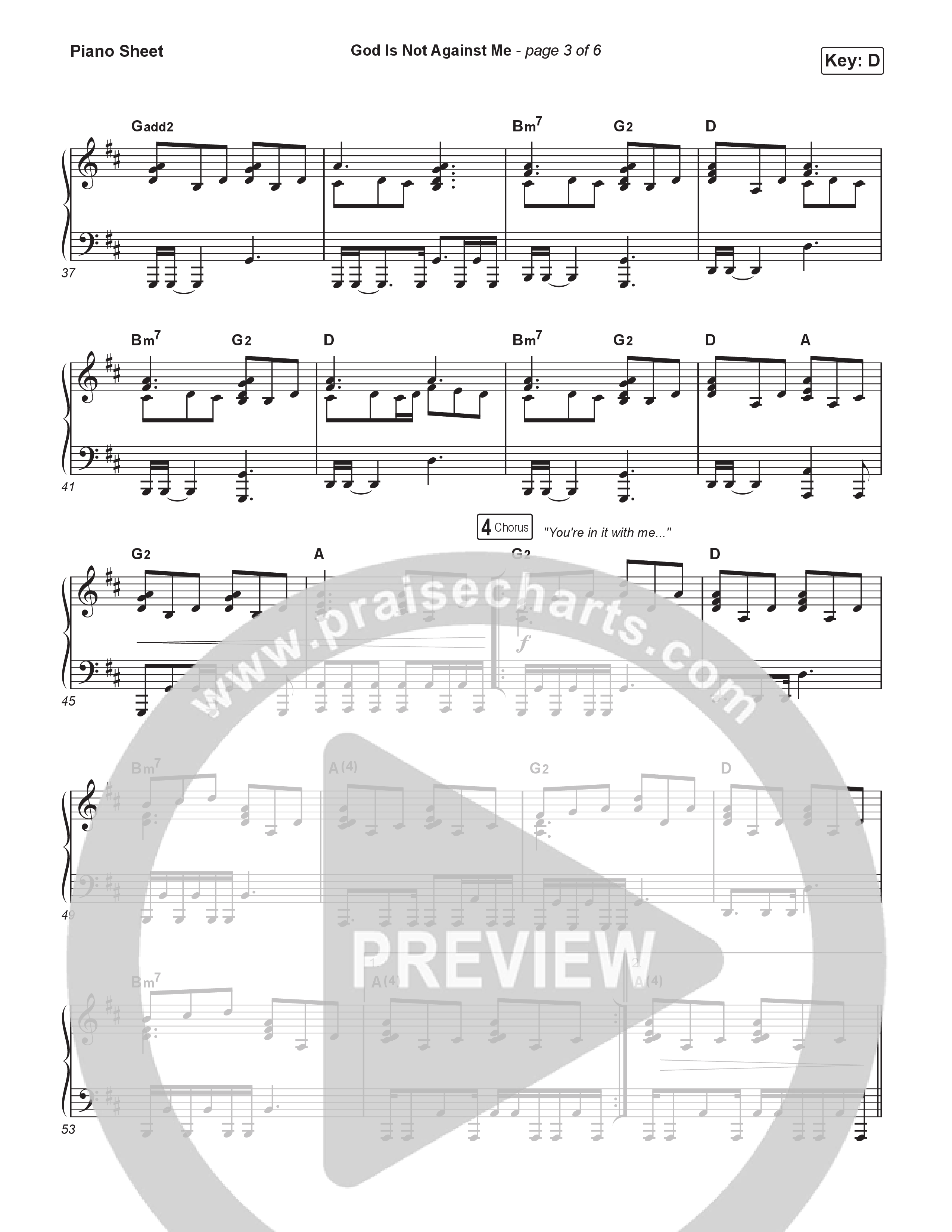 God Is Not Against Me Piano Sheet (Elevation Worship / Jonsal Barrientes / Tiffany Hudson)