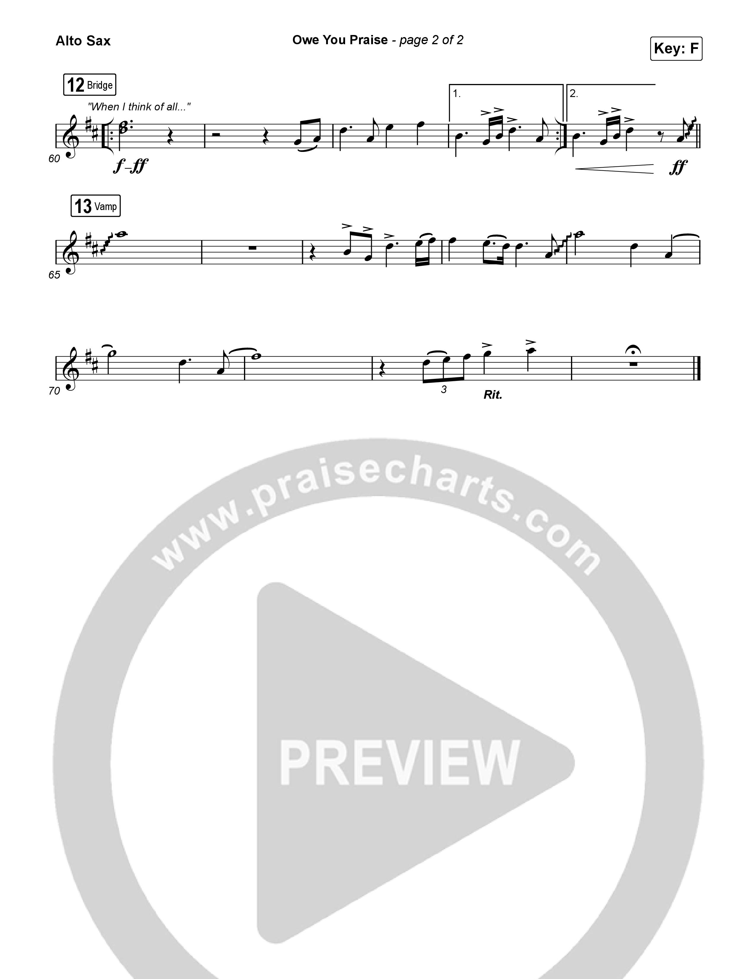 Owe You Praise Alto Sax (Elevation Worship / Chandler Moore)