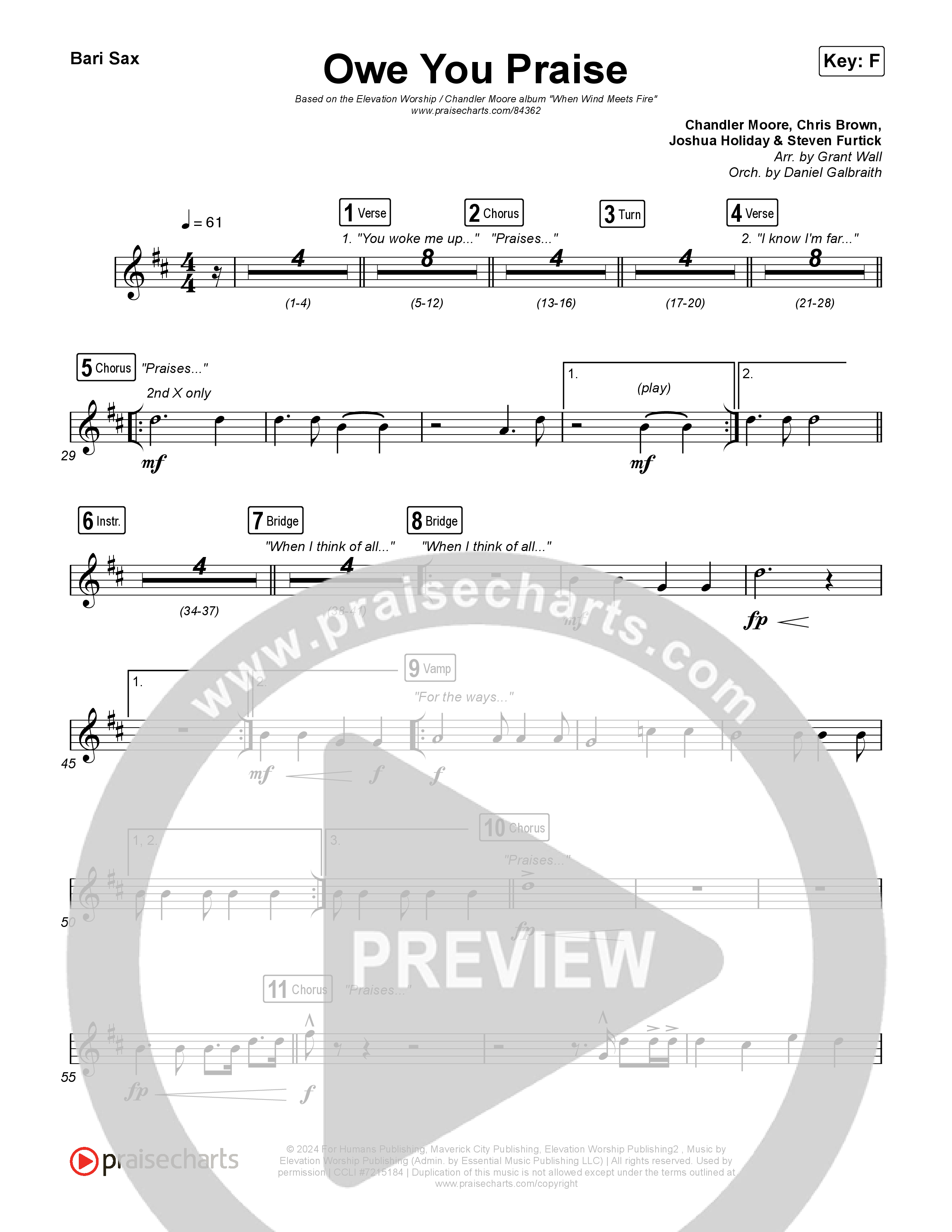 Owe You Praise Bari Sax (Elevation Worship / Chandler Moore)