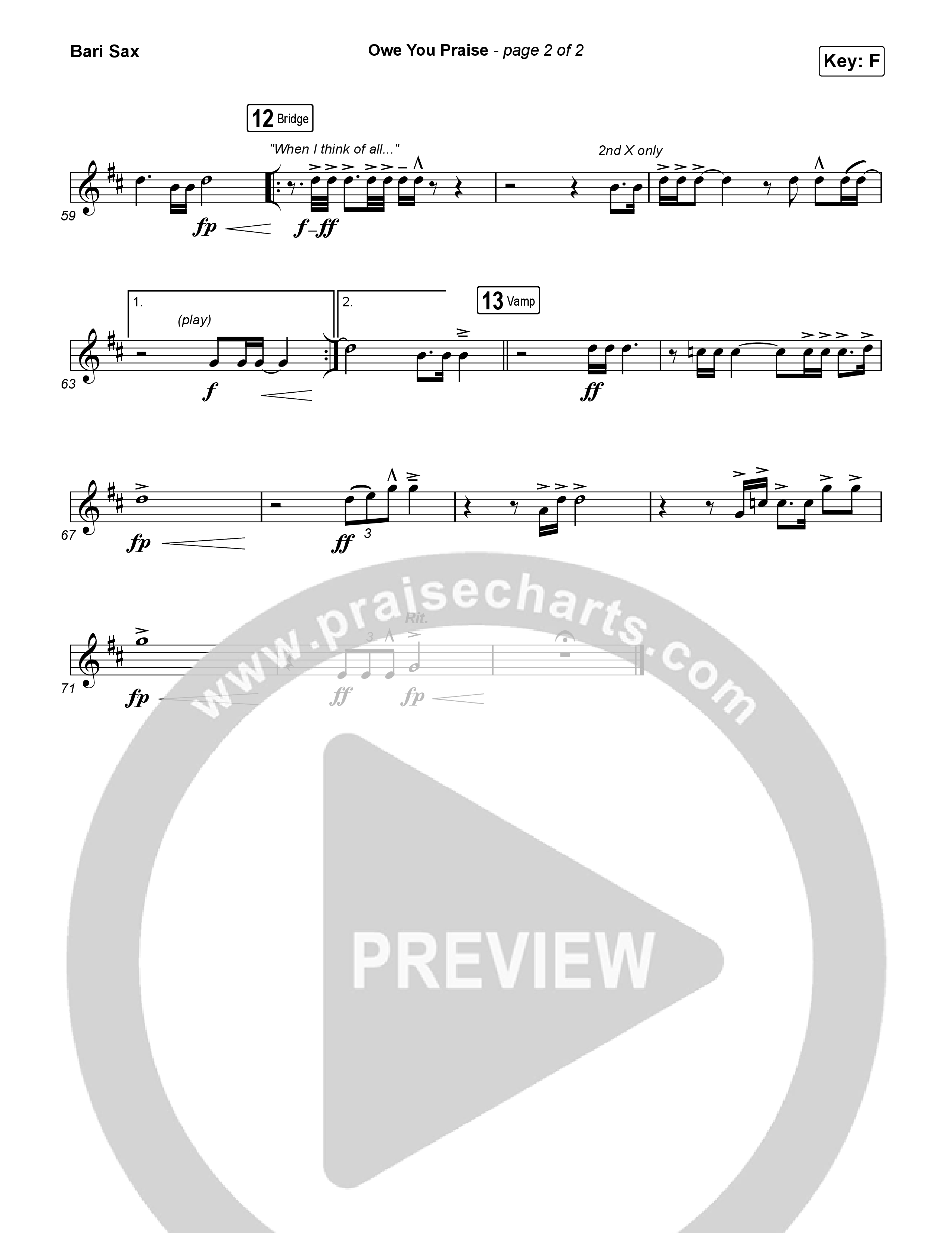 Owe You Praise Bari Sax (Elevation Worship / Chandler Moore)