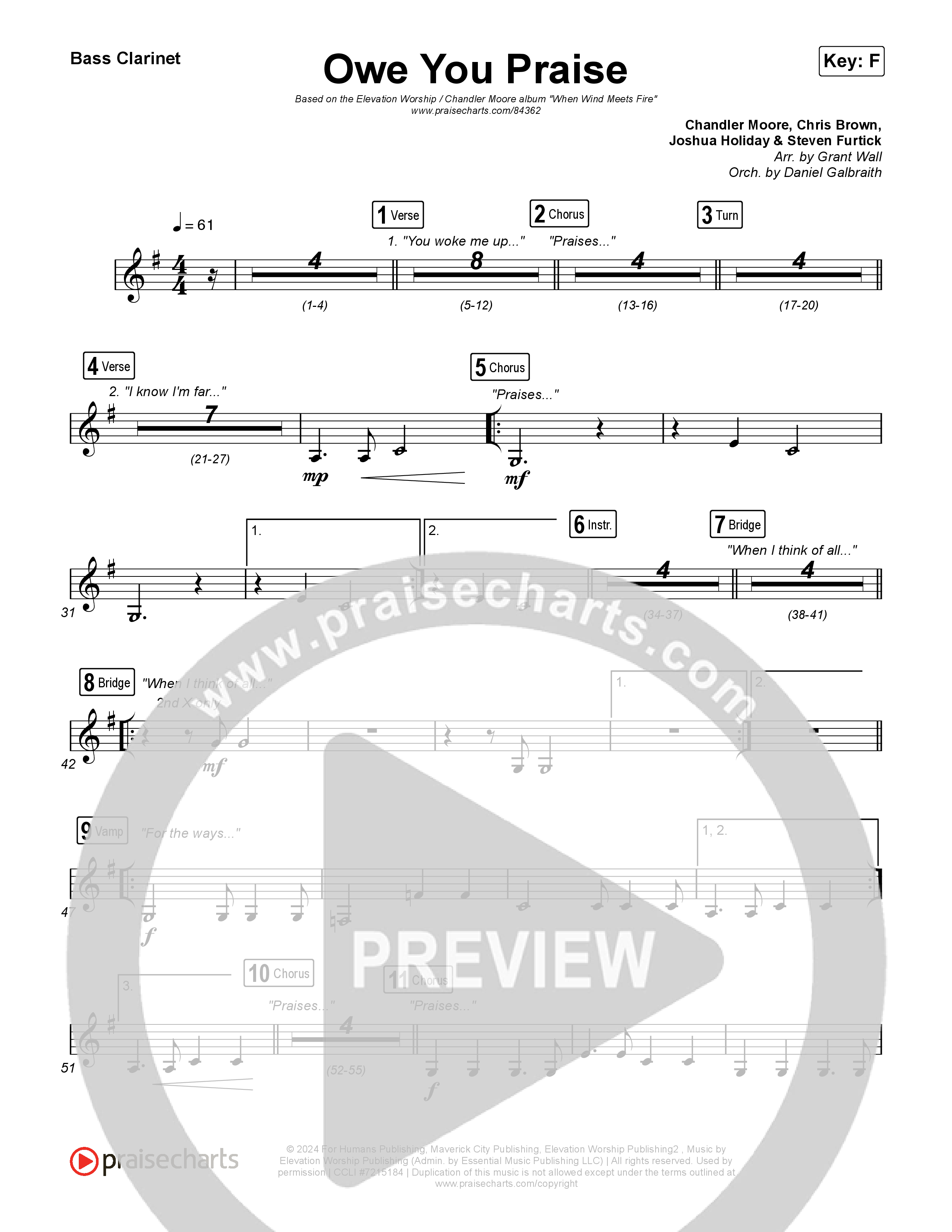 Owe You Praise Clarinet 1,2 (Elevation Worship / Chandler Moore)