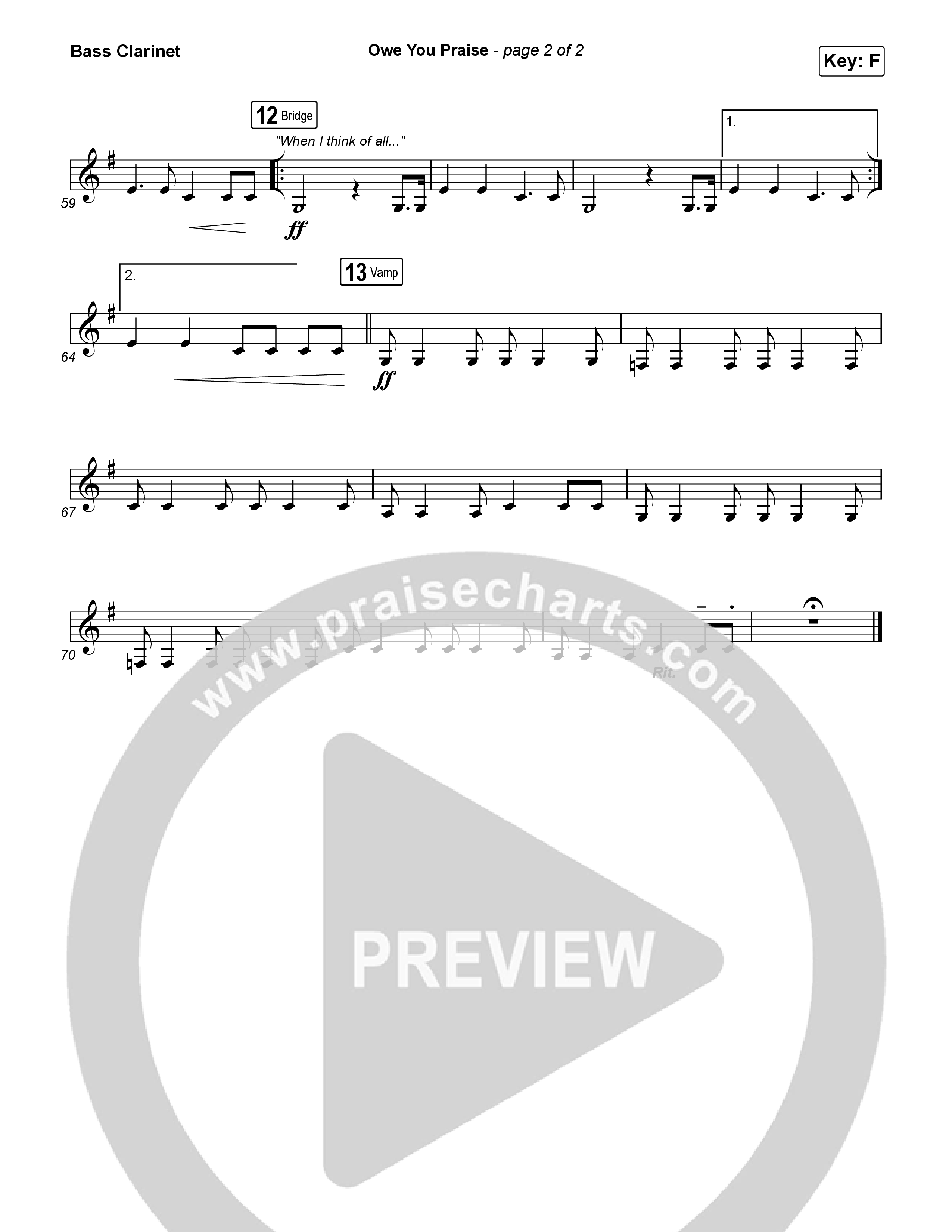 Owe You Praise Bass Clarinet (Elevation Worship / Chandler Moore)