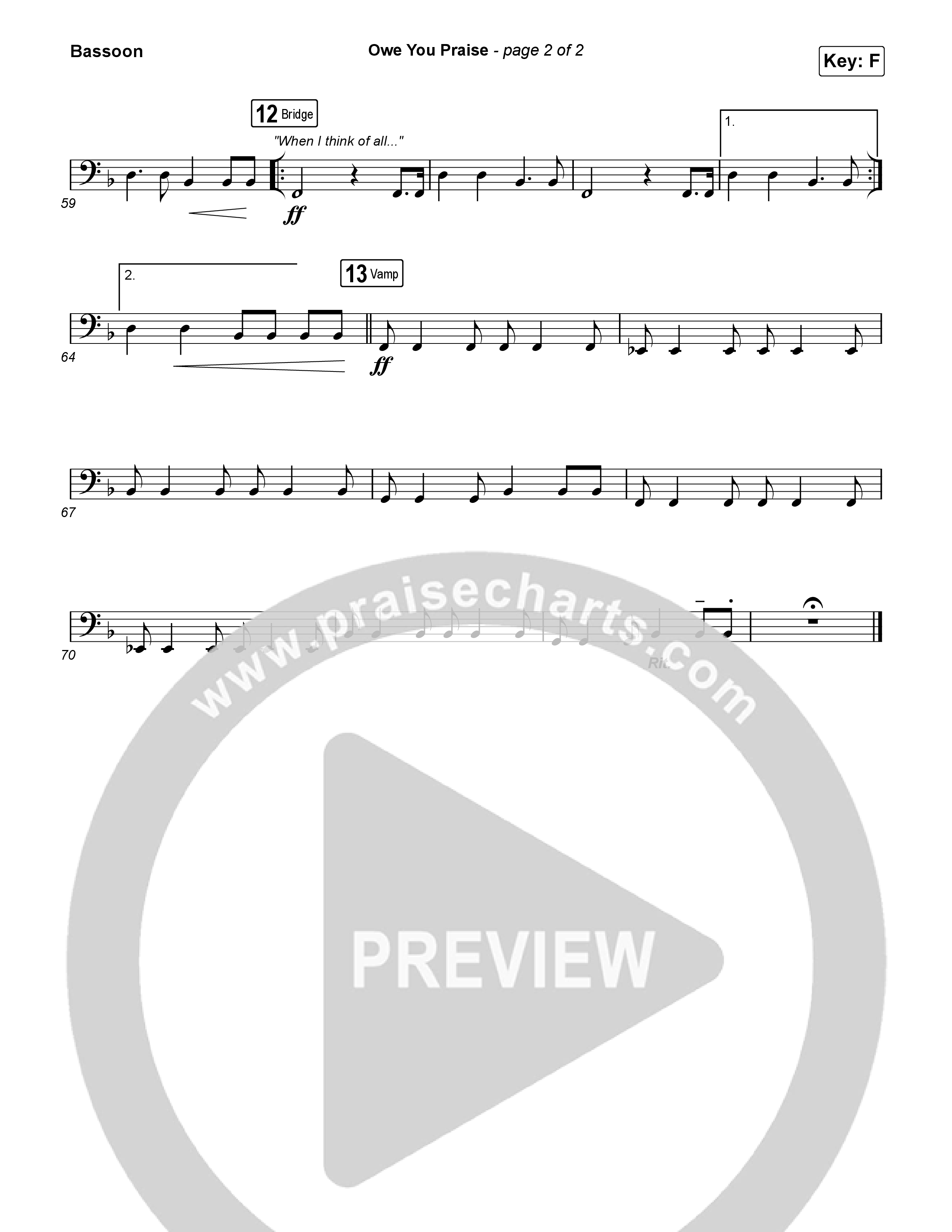 Owe You Praise Bassoon (Elevation Worship / Chandler Moore)