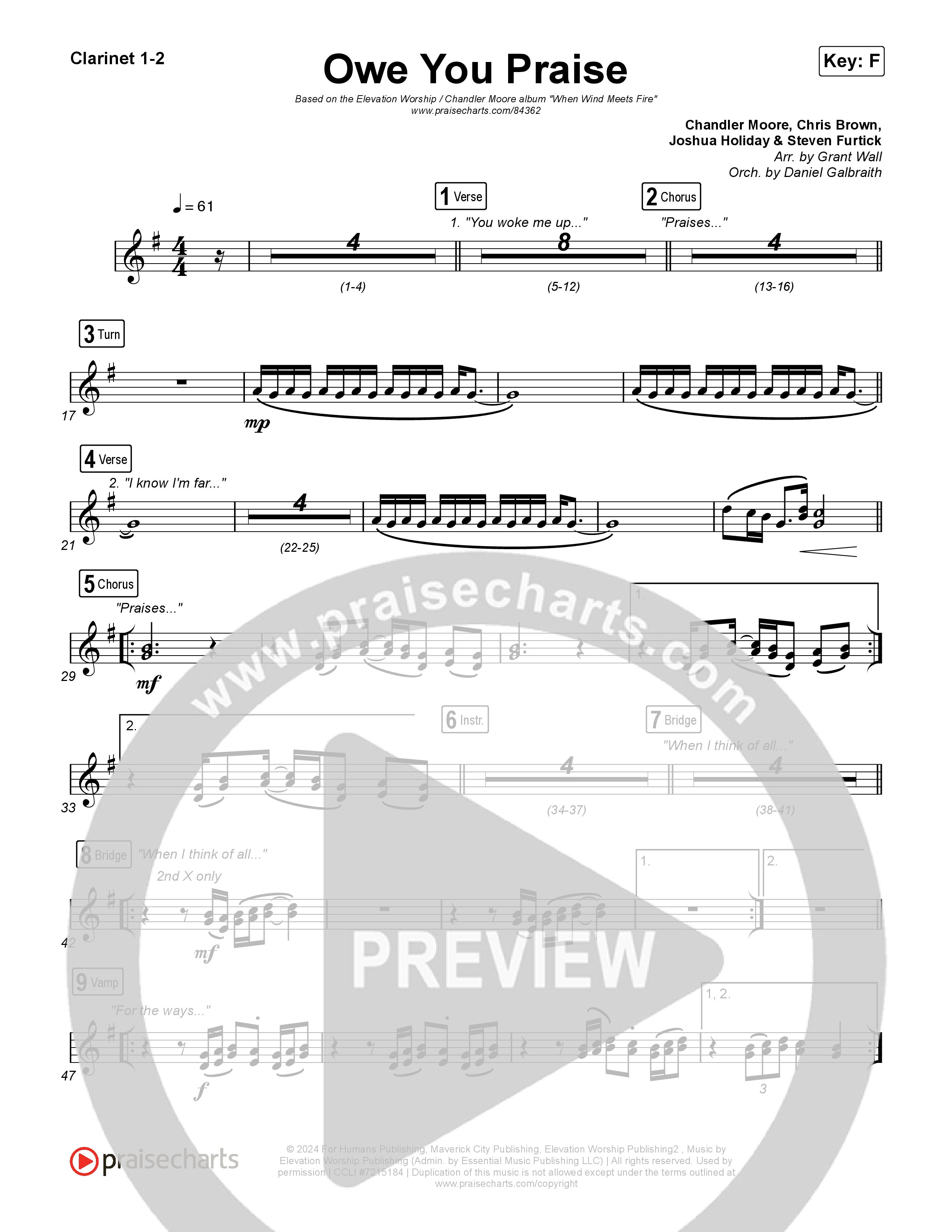 Owe You Praise Clarinet 1,2 (Elevation Worship / Chandler Moore)