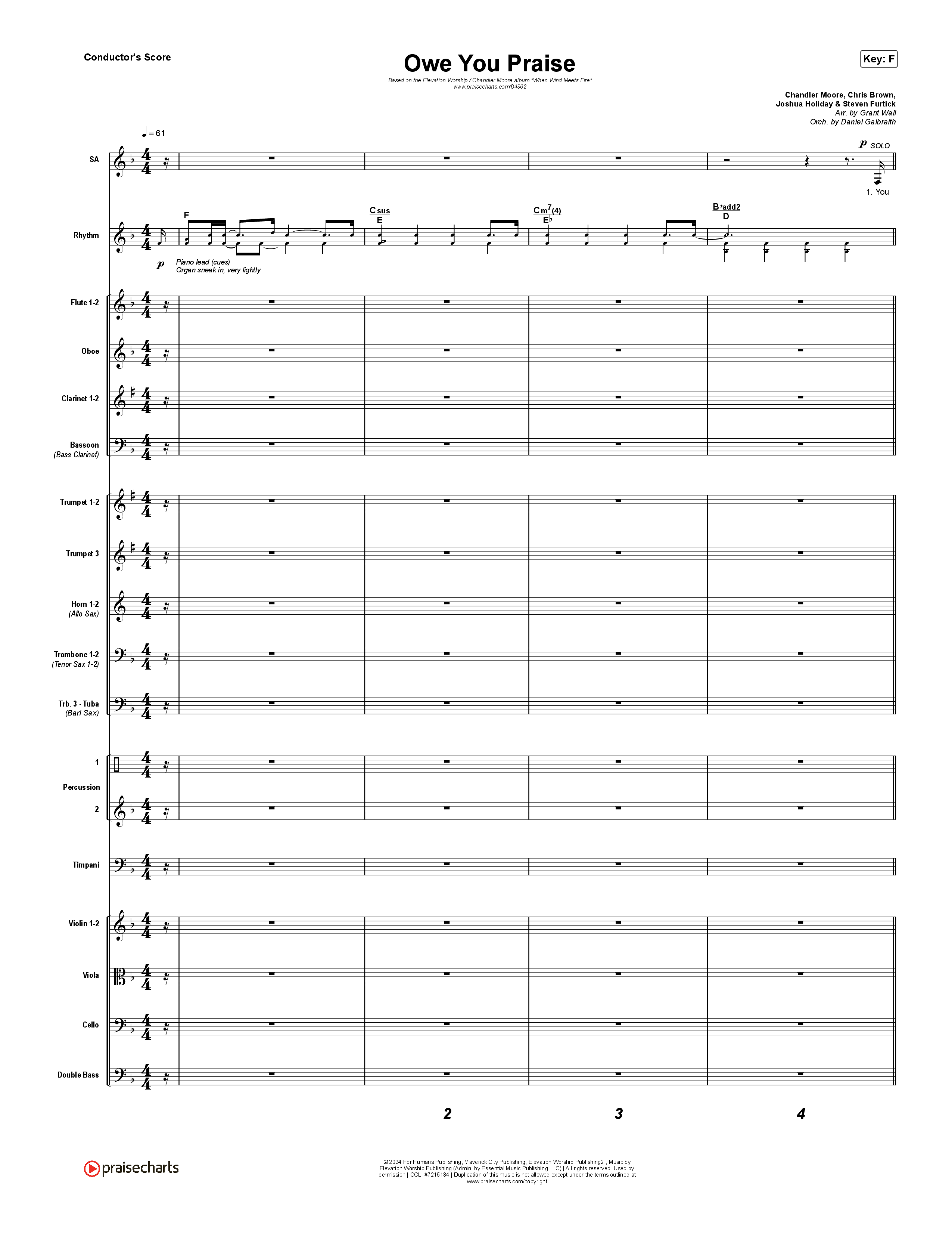 Owe You Praise Conductor's Score (Elevation Worship / Chandler Moore)