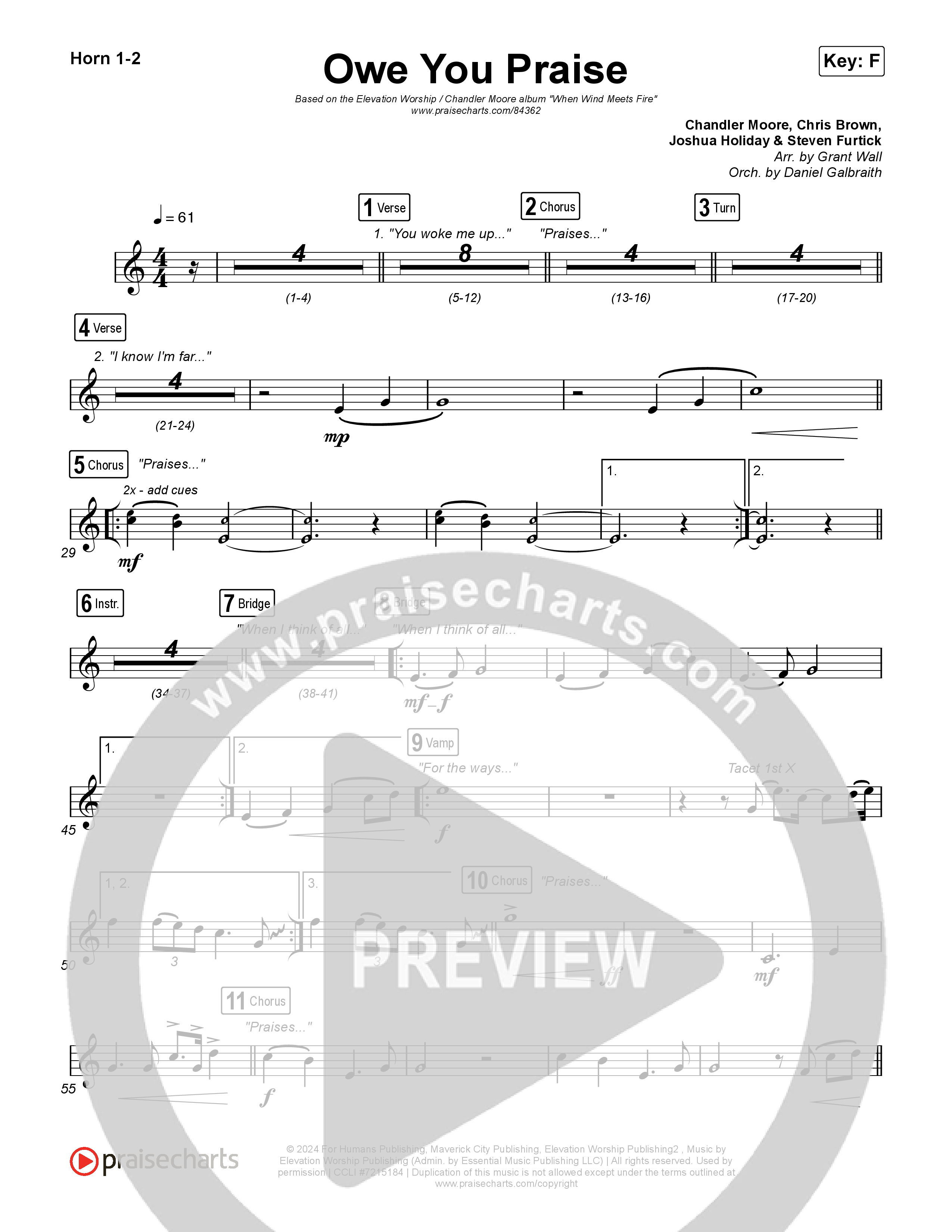 Owe You Praise Brass Pack (Elevation Worship / Chandler Moore)