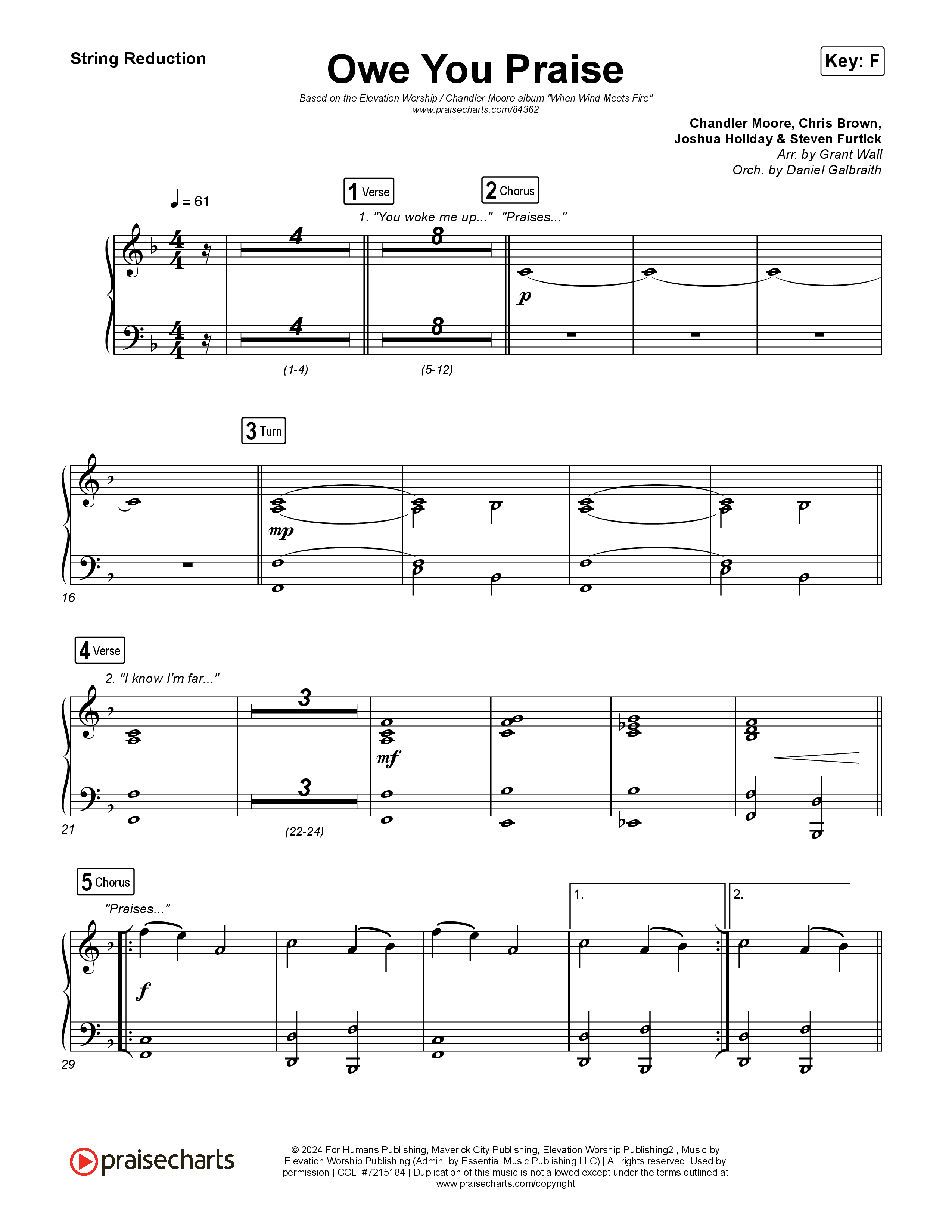 Owe You Praise String Reduction (Elevation Worship / Chandler Moore)