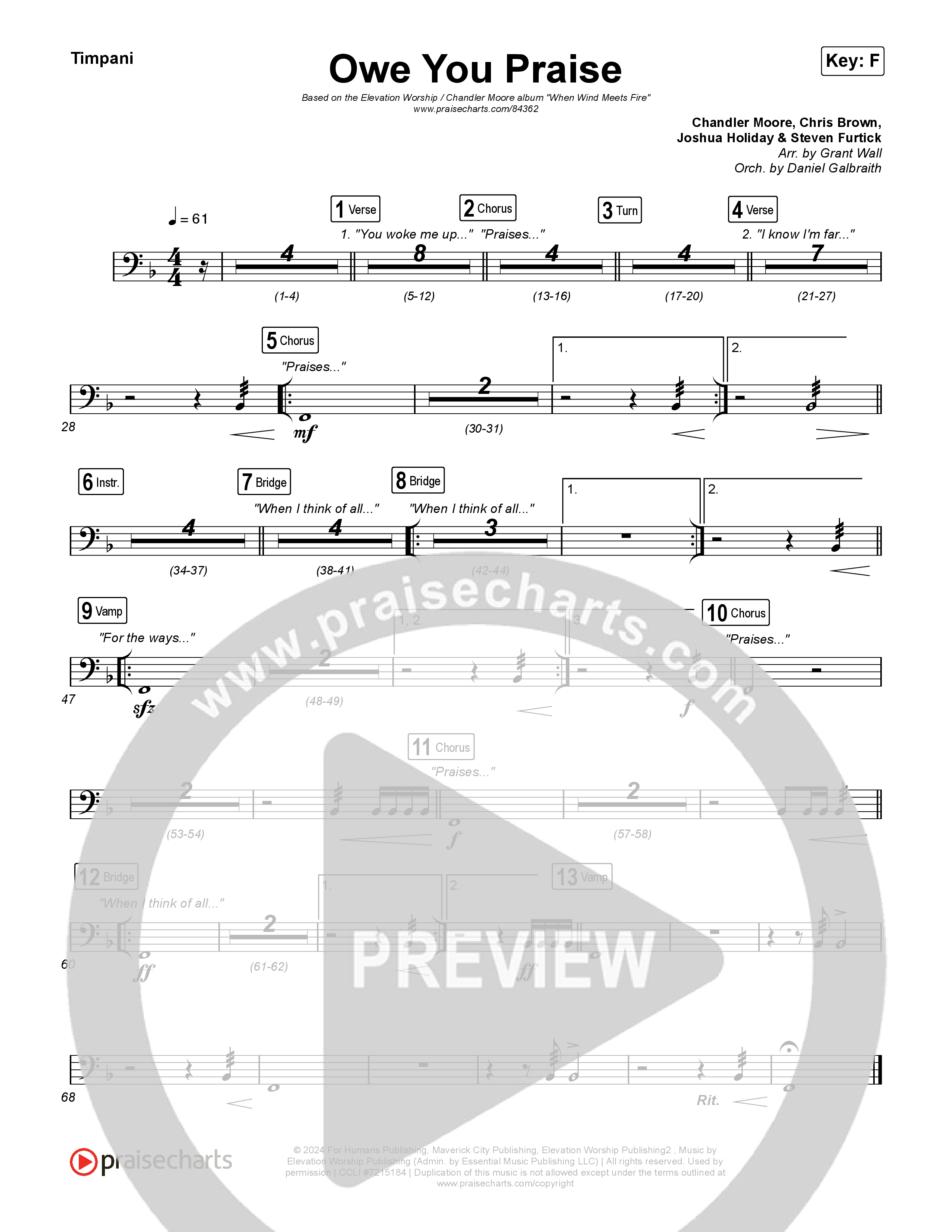 Owe You Praise Timpani (Elevation Worship / Chandler Moore)