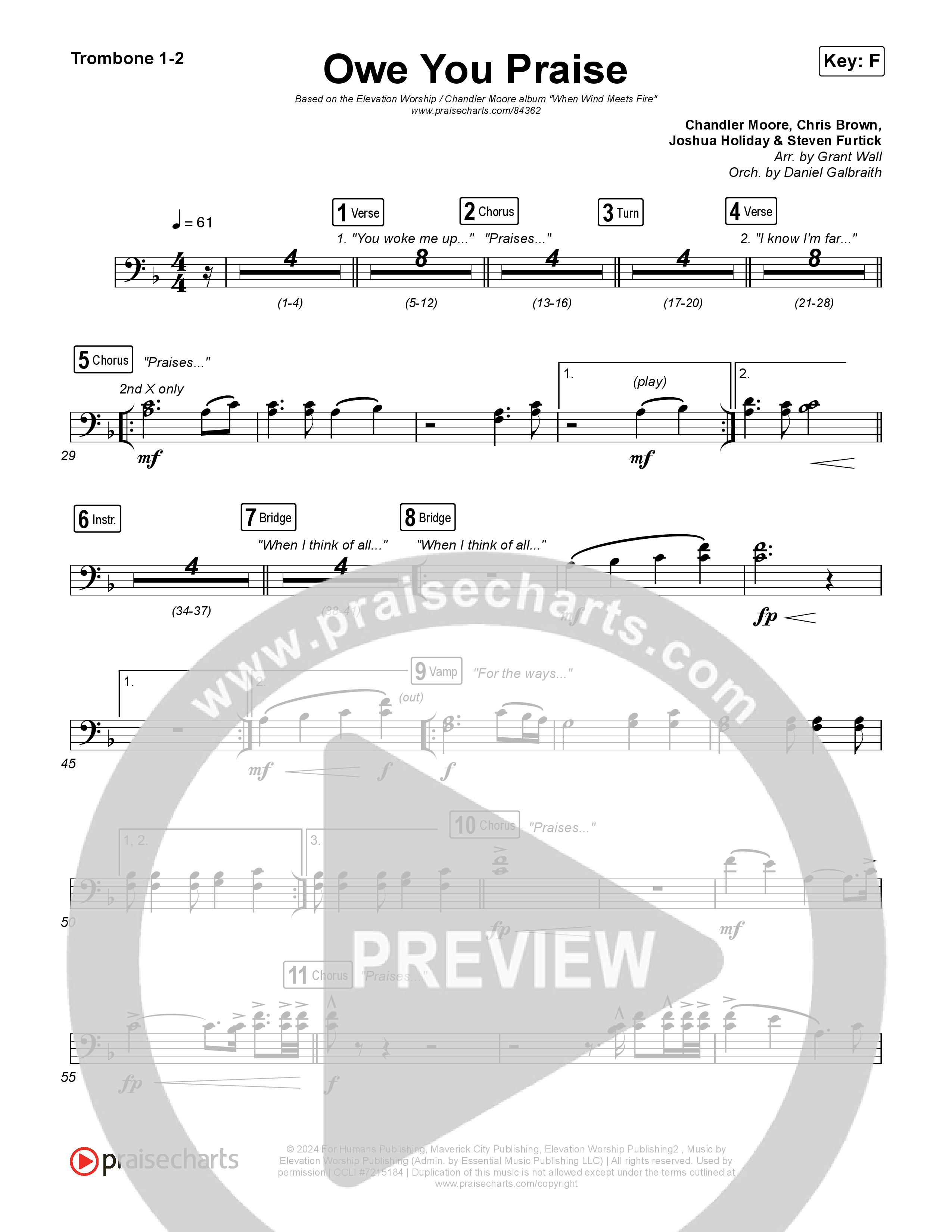Owe You Praise Trombone 1,2 (Elevation Worship / Chandler Moore)