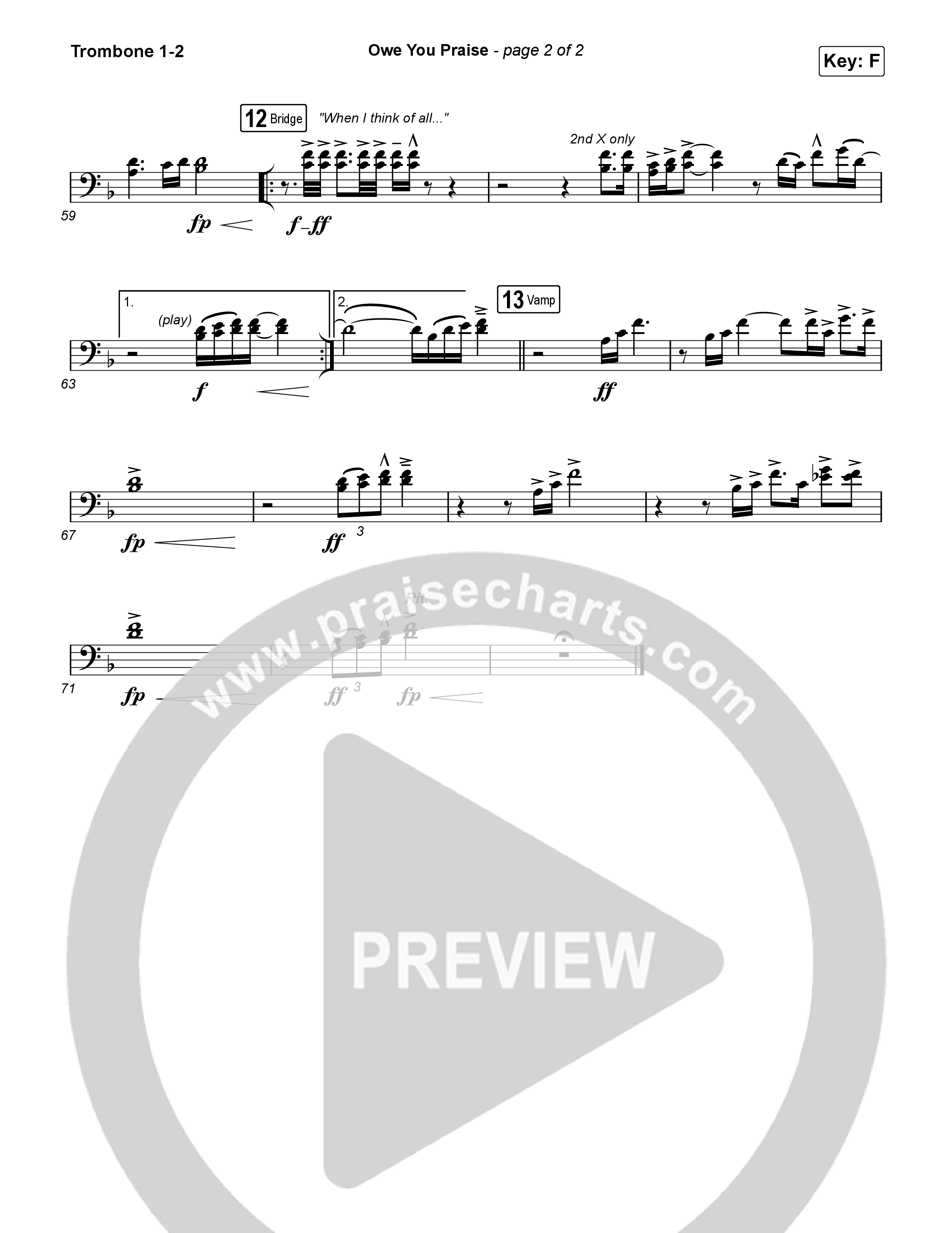 Owe You Praise Trombone 1,2 (Elevation Worship / Chandler Moore)