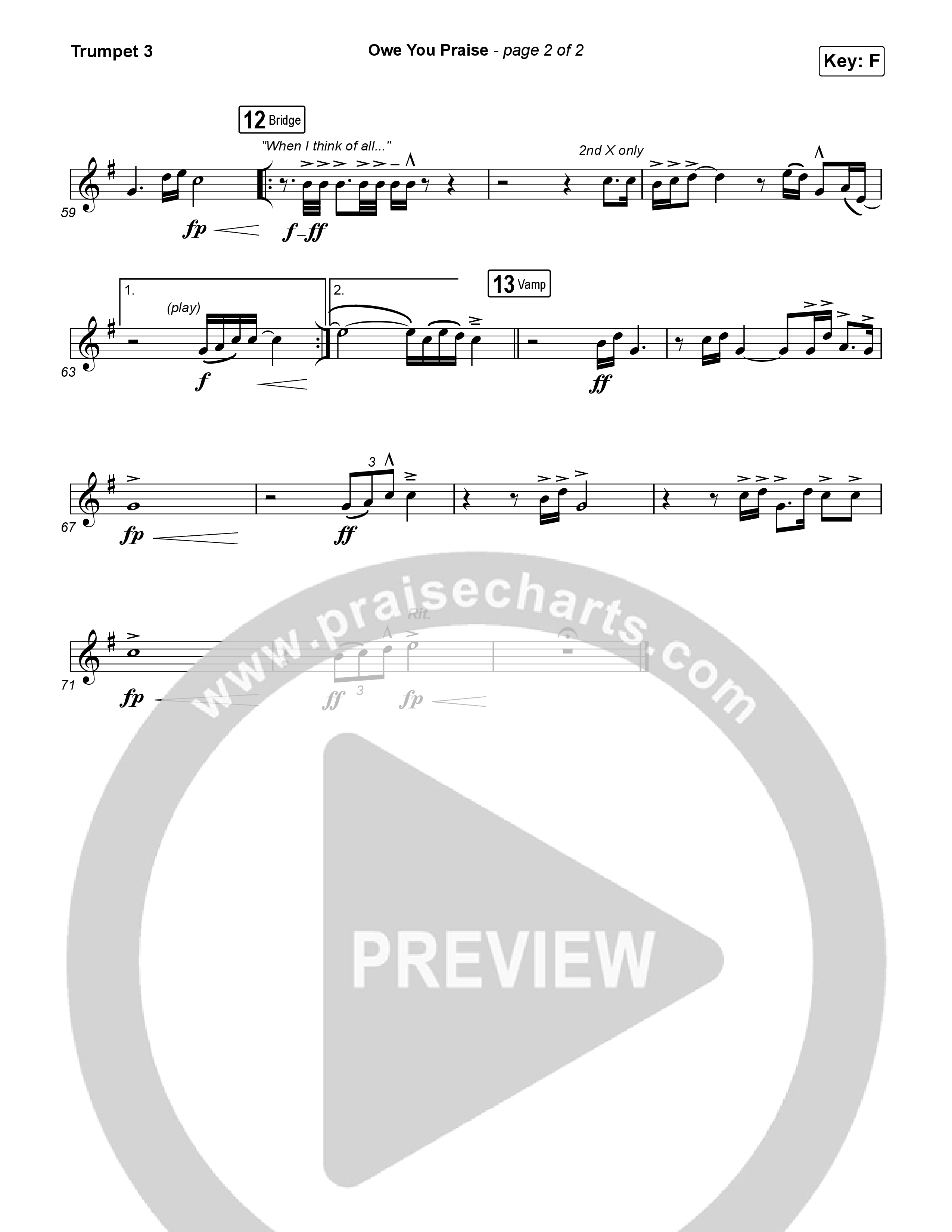 Owe You Praise Trumpet 3 (Elevation Worship / Chandler Moore)