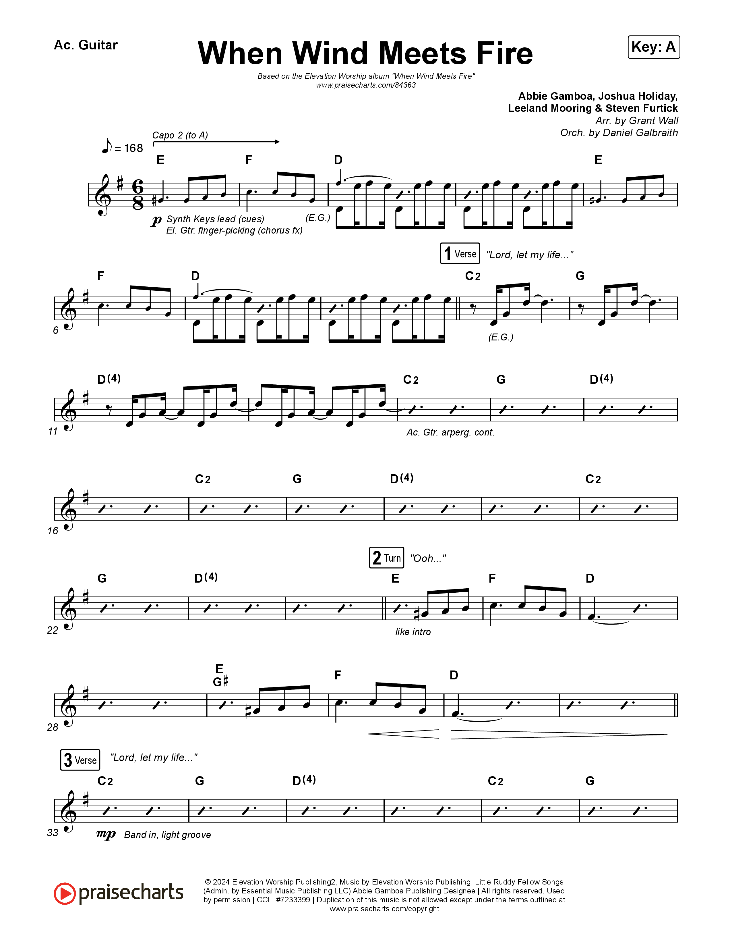 When Wind Meets Fire Acoustic Guitar (Elevation Worship / Chris Brown / Tiffany Hudson)