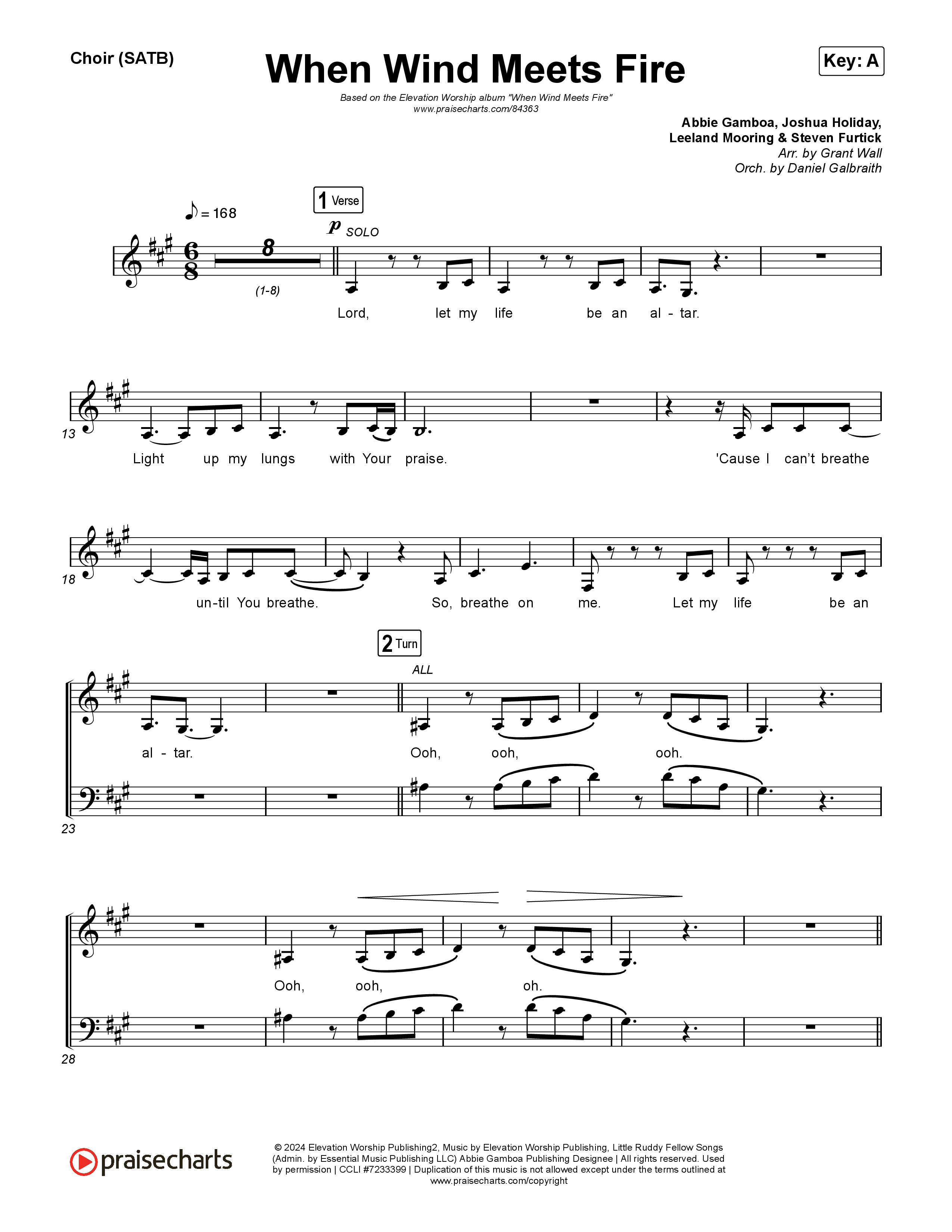 When Wind Meets Fire Choir Sheet (SATB) (Elevation Worship / Chris Brown / Tiffany Hudson)