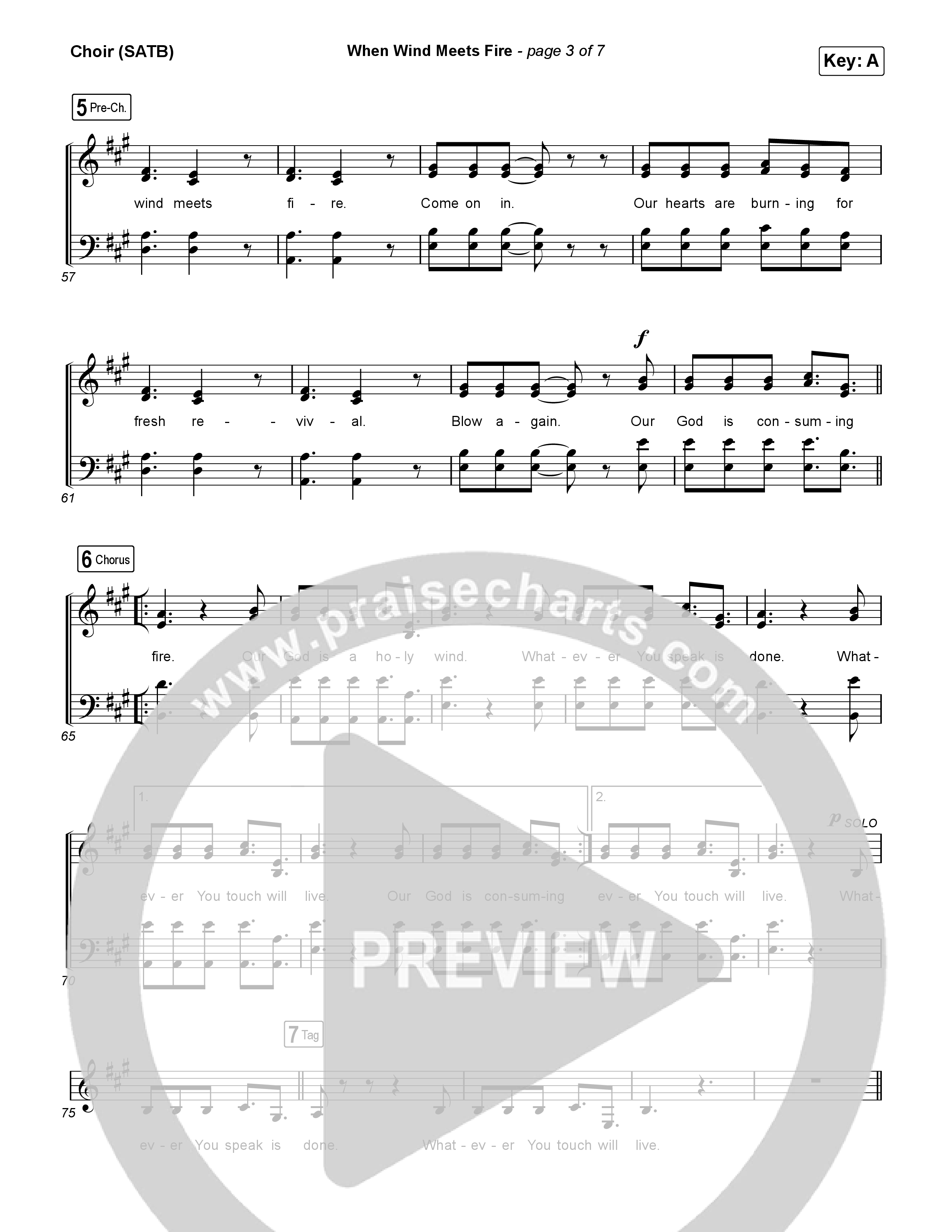 When Wind Meets Fire Choir Sheet (SATB) (Elevation Worship / Chris Brown / Tiffany Hudson)