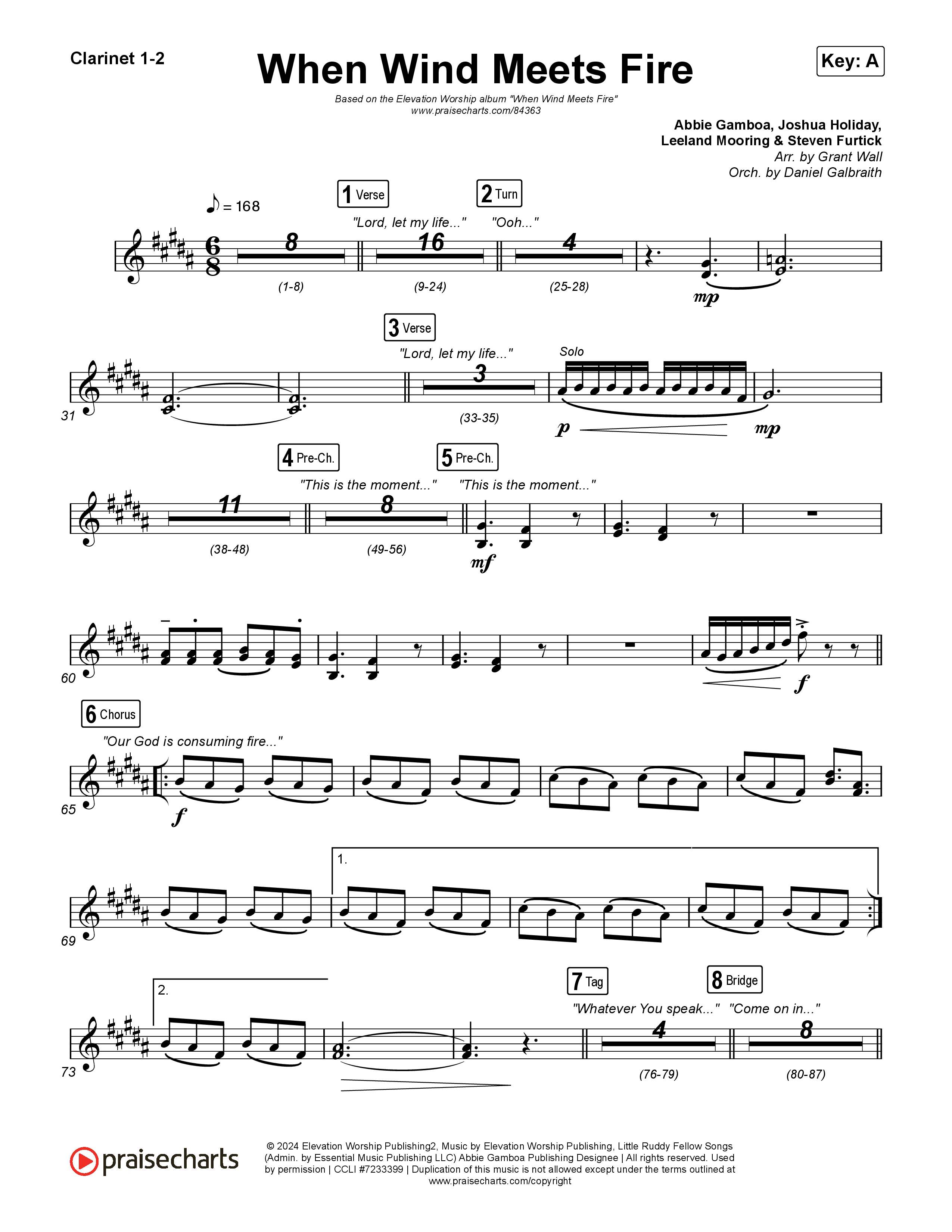 When Wind Meets Fire Clarinet 1,2 (Elevation Worship / Chris Brown / Tiffany Hudson)