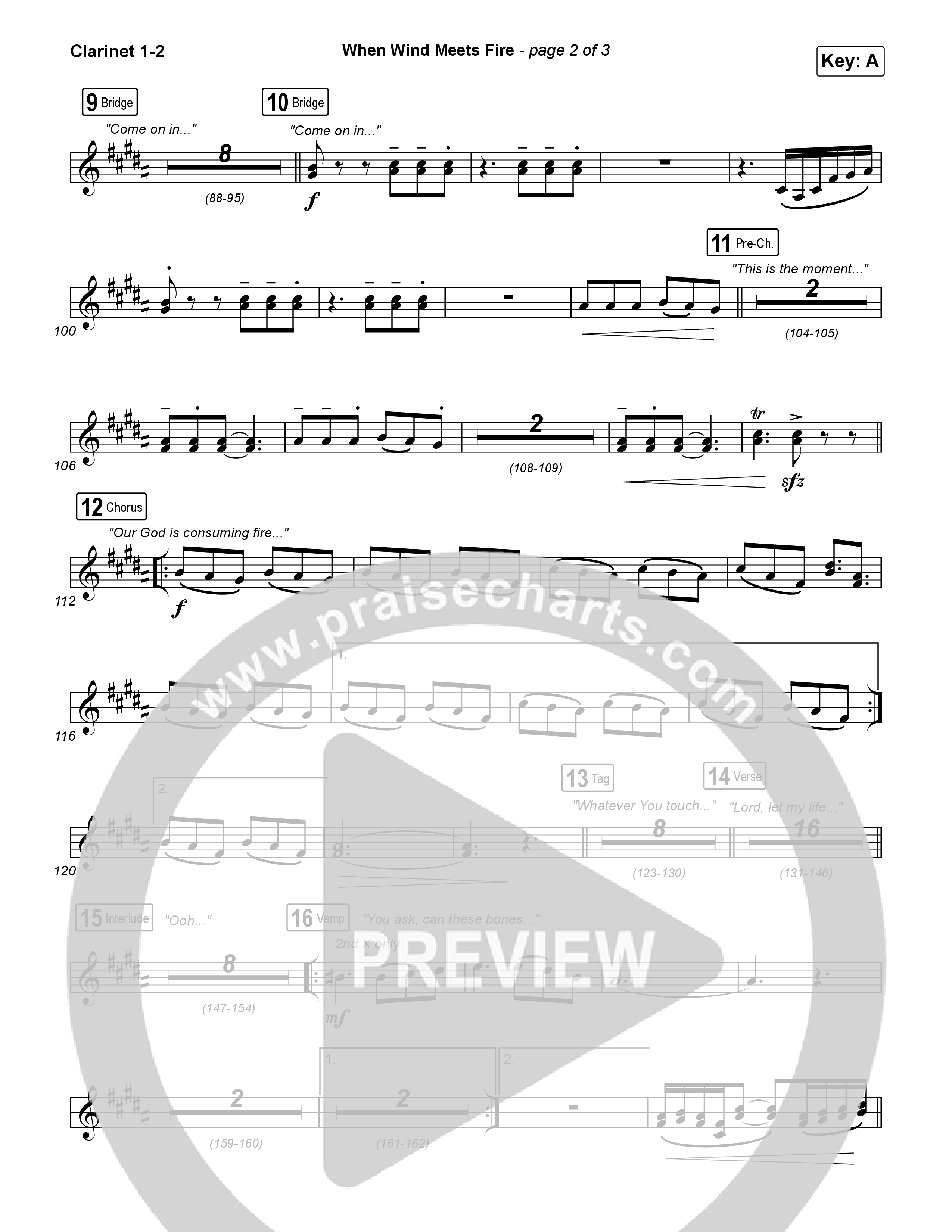 When Wind Meets Fire Clarinet 1,2 (Elevation Worship / Chris Brown / Tiffany Hudson)