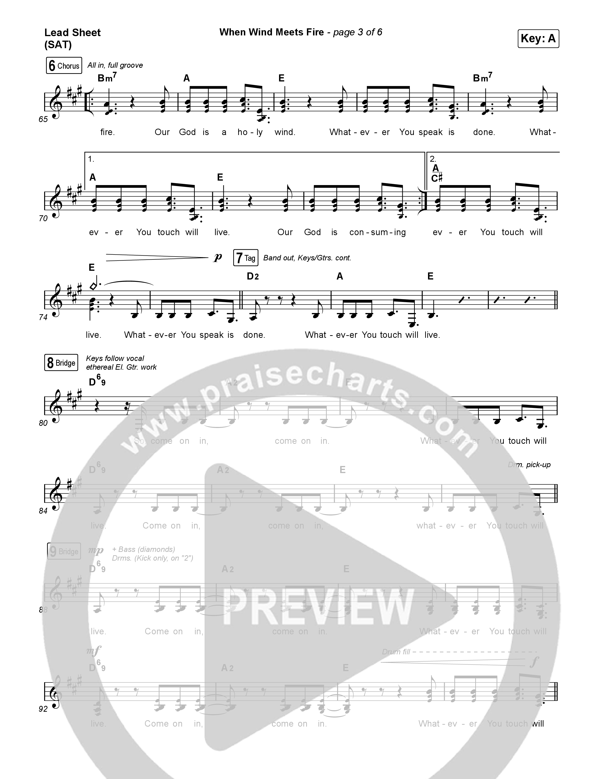 When Wind Meets Fire Lead Sheet (SAT) (Elevation Worship / Chris Brown / Tiffany Hudson)