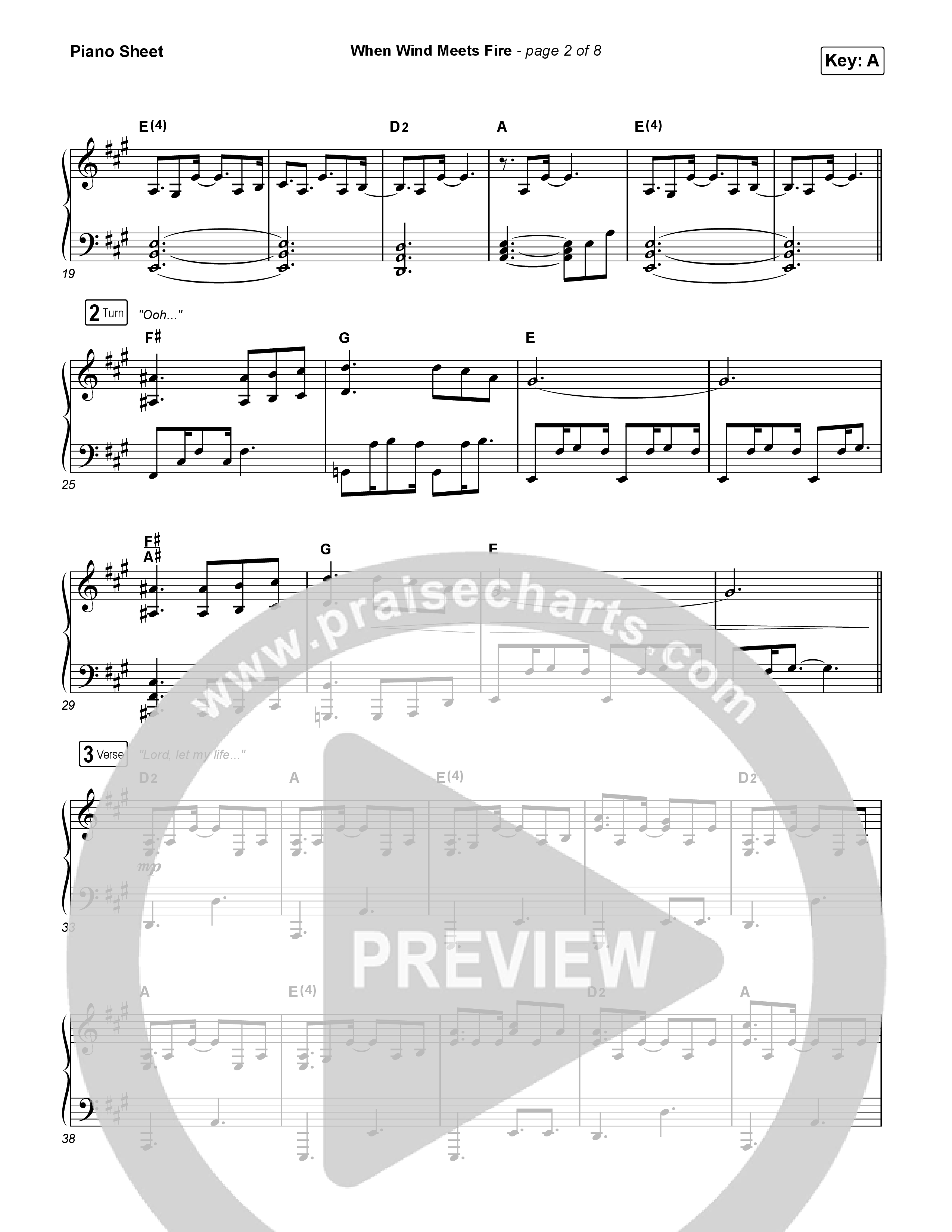 When Wind Meets Fire Piano Sheet (Elevation Worship / Chris Brown / Tiffany Hudson)